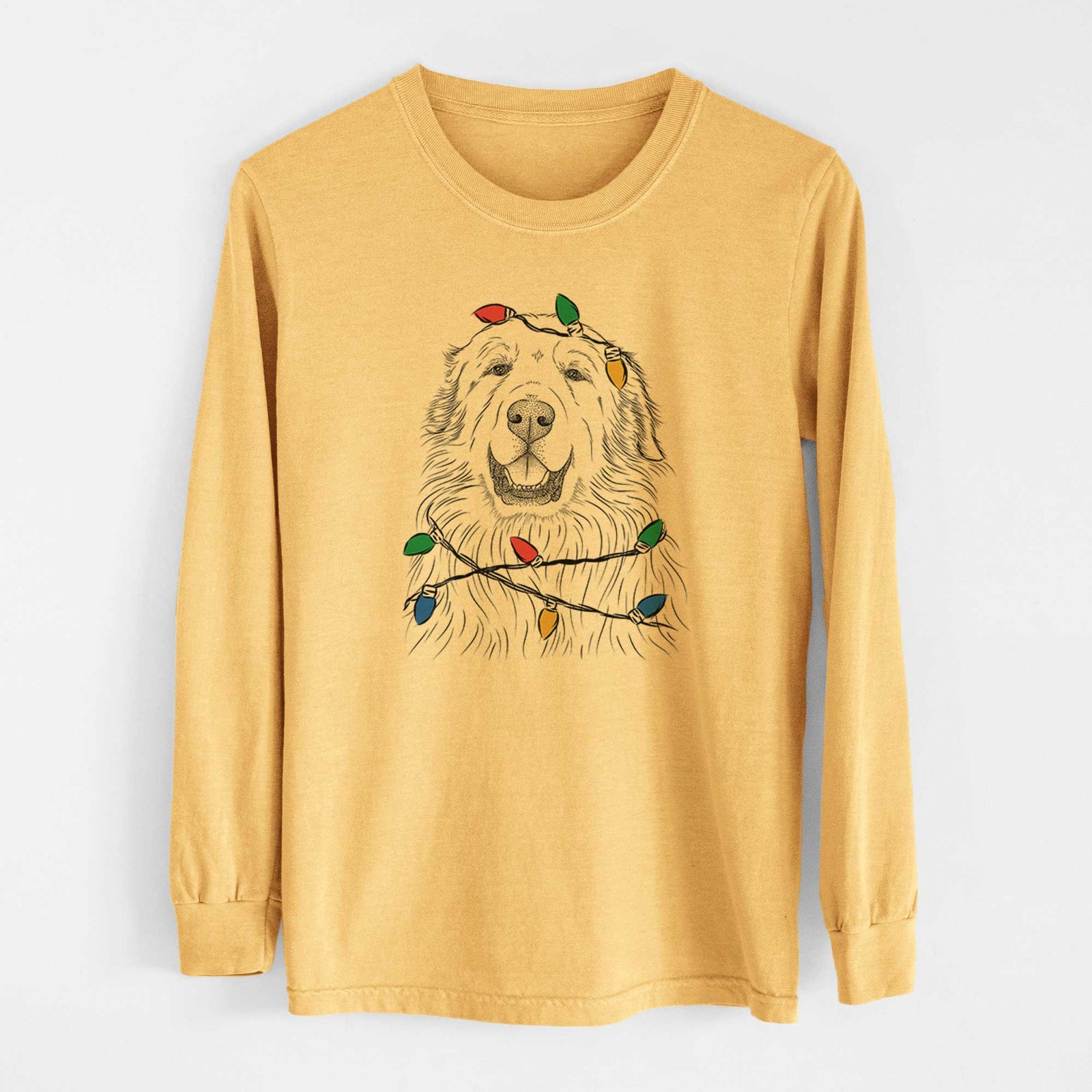 Christmas Lights Horton the Great Pyrenees - Heavyweight 100% Cotton Long Sleeve