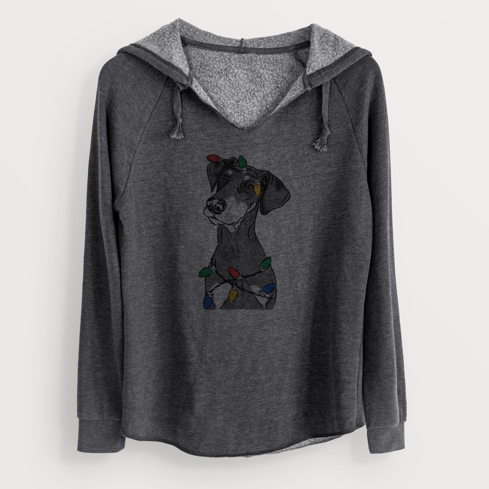 Christmas Lights Iroh the Doberman Pinscher - Cali Wave Hooded Sweatshirt