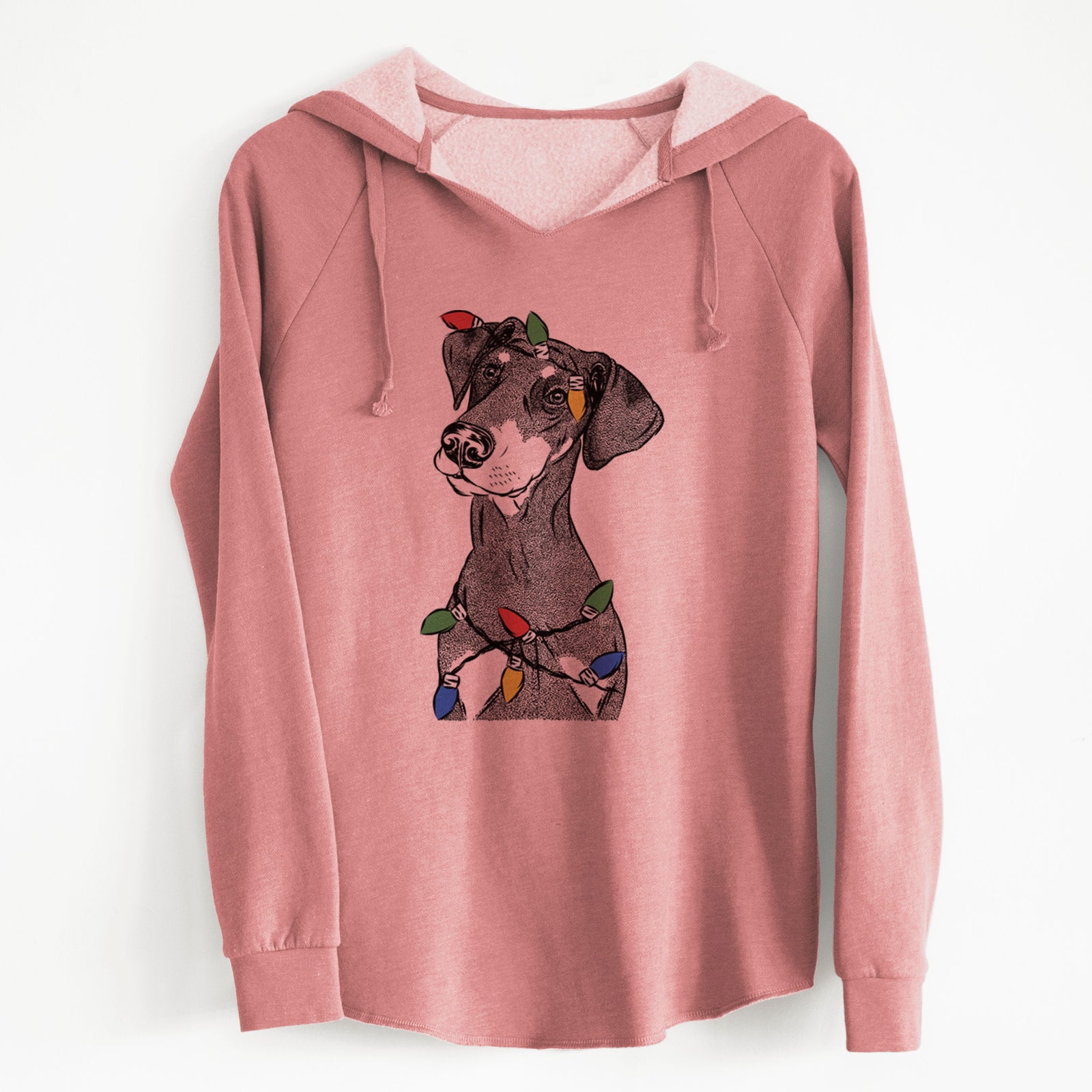 Christmas Lights Iroh the Doberman Pinscher - Cali Wave Hooded Sweatshirt
