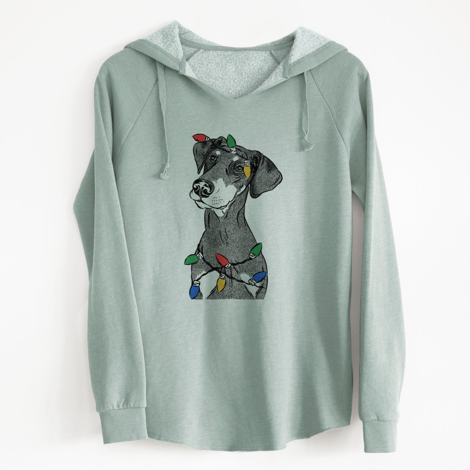 Christmas Lights Iroh the Doberman Pinscher - Cali Wave Hooded Sweatshirt