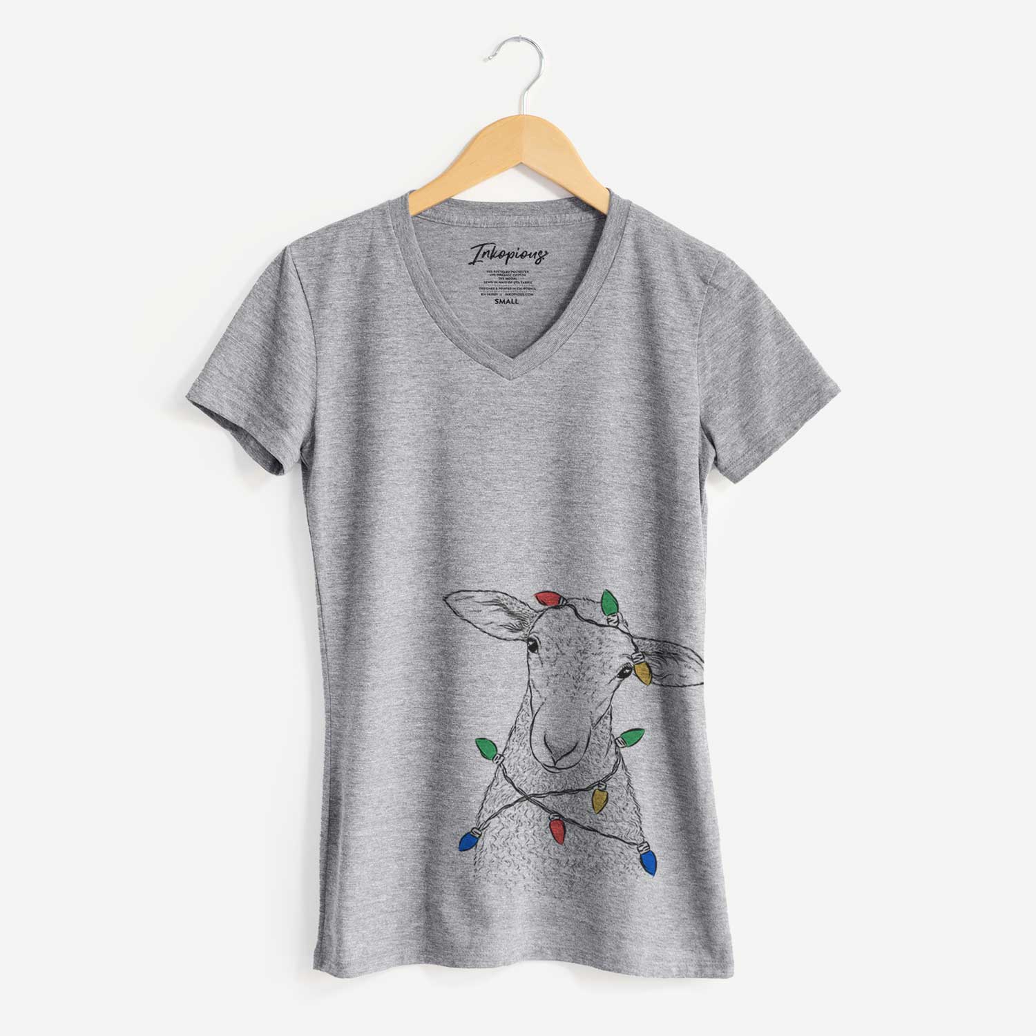 Christmas Lights Ivy the Lamb - Women's V-neck Shirt