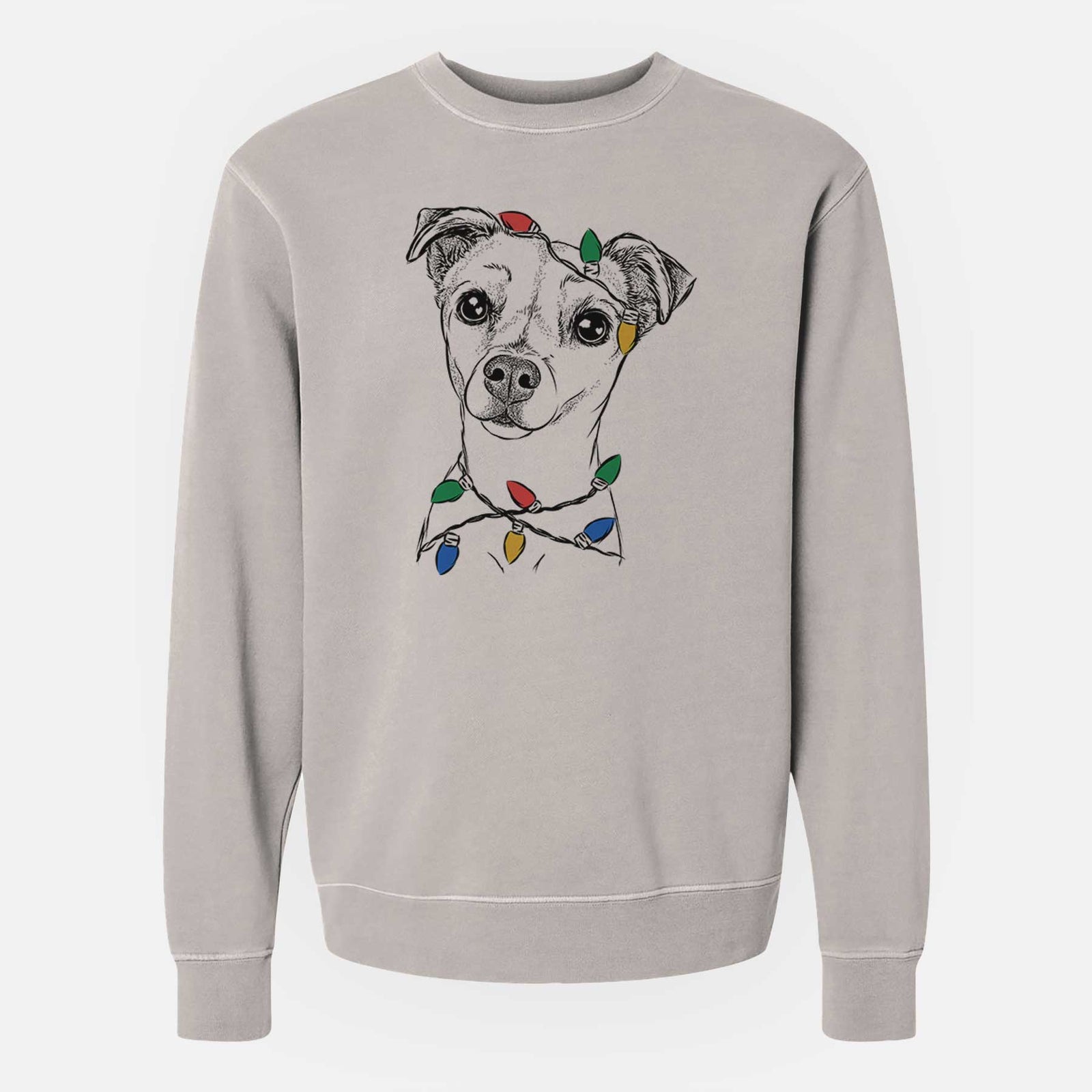 Christmas Lights Izzy the Chiweenie - Unisex Pigment Dyed Crew Sweatshirt