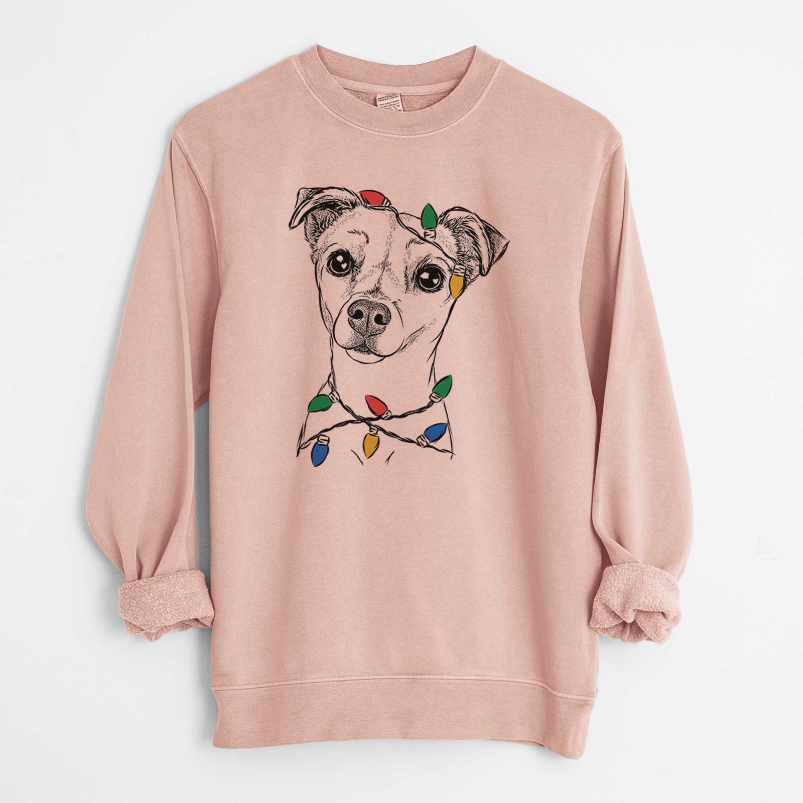Christmas Lights Izzy the Chiweenie - Unisex Pigment Dyed Crew Sweatshirt
