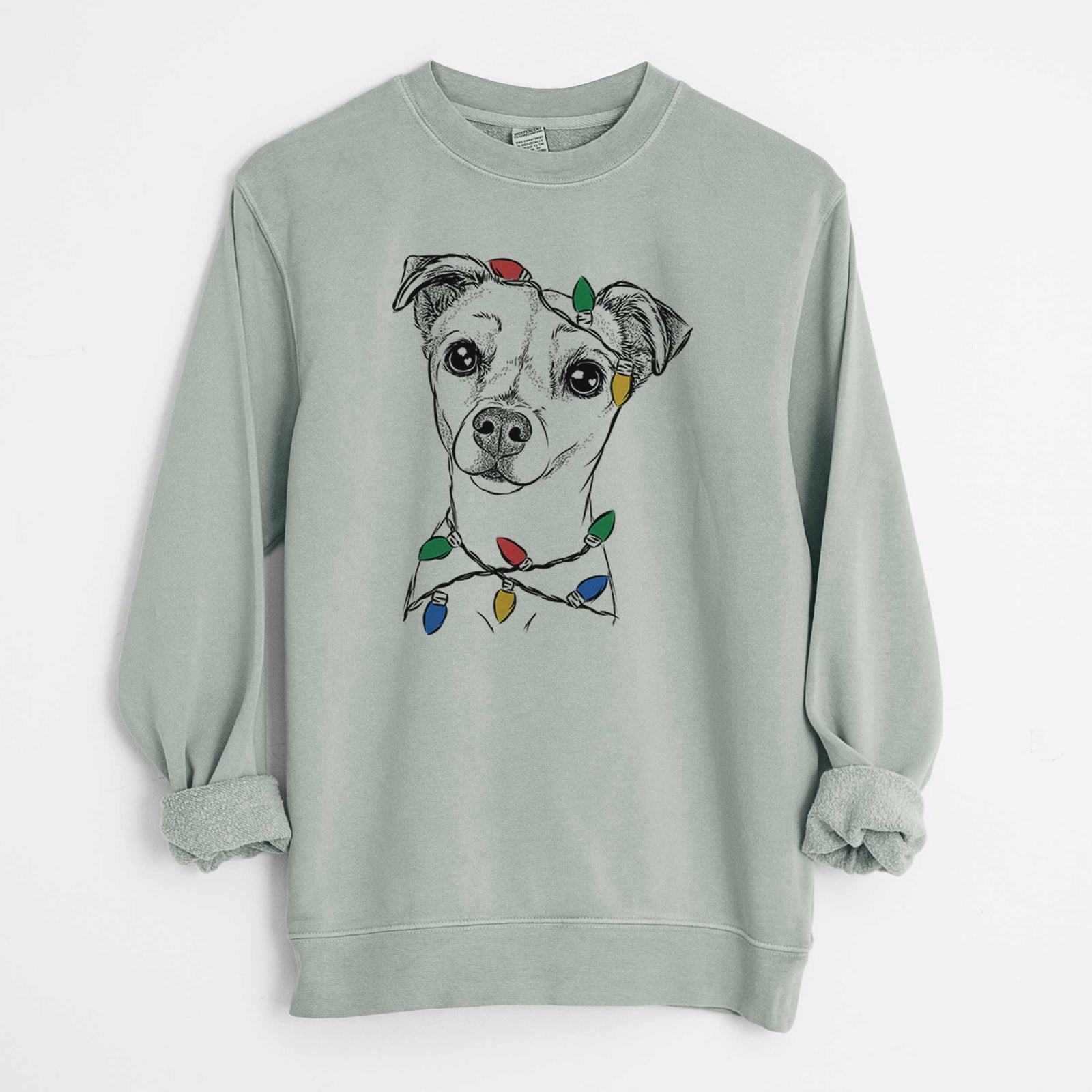 Christmas Lights Izzy the Chiweenie - Unisex Pigment Dyed Crew Sweatshirt