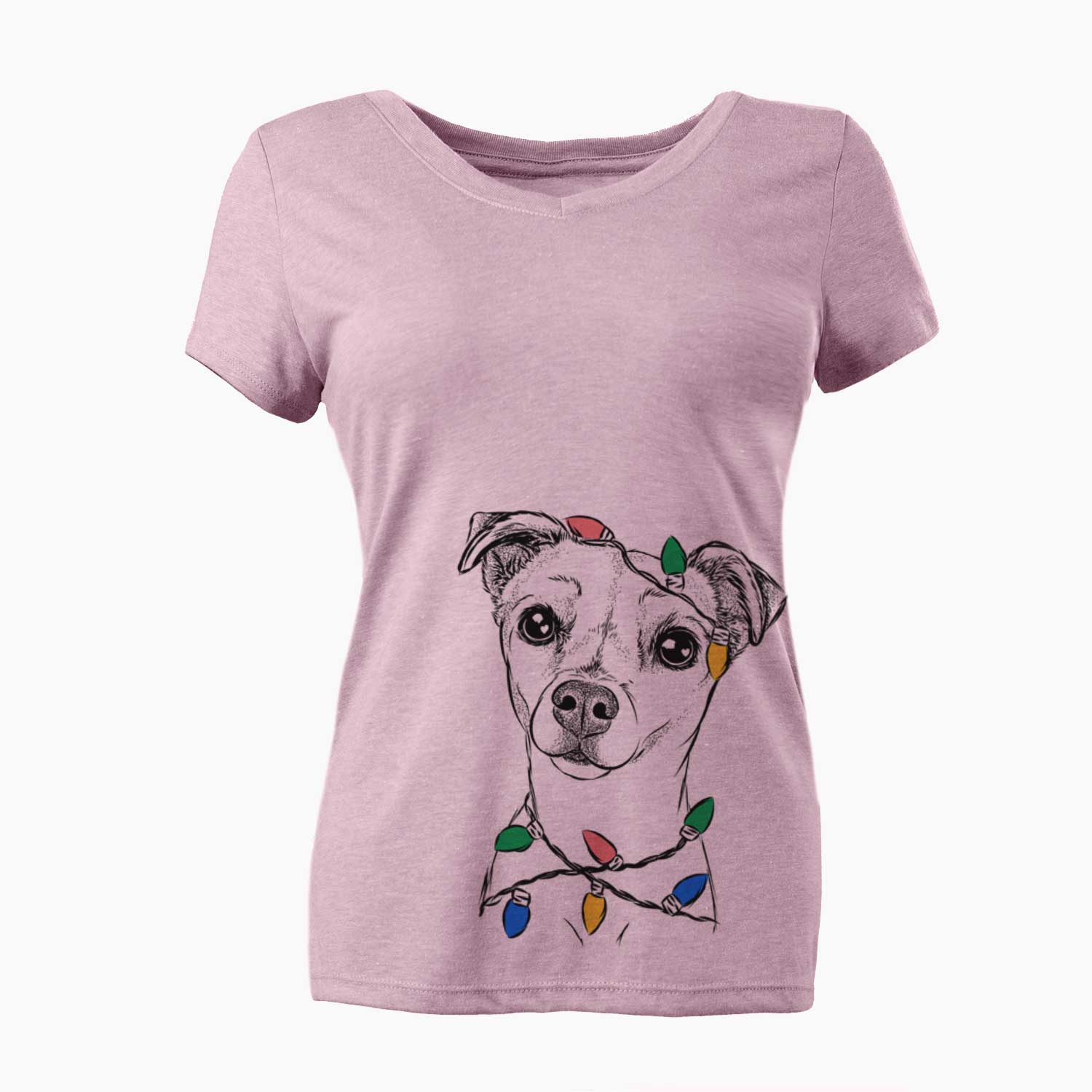 Christmas Lights Izzy the Chiweenie - Women's V-neck Shirt