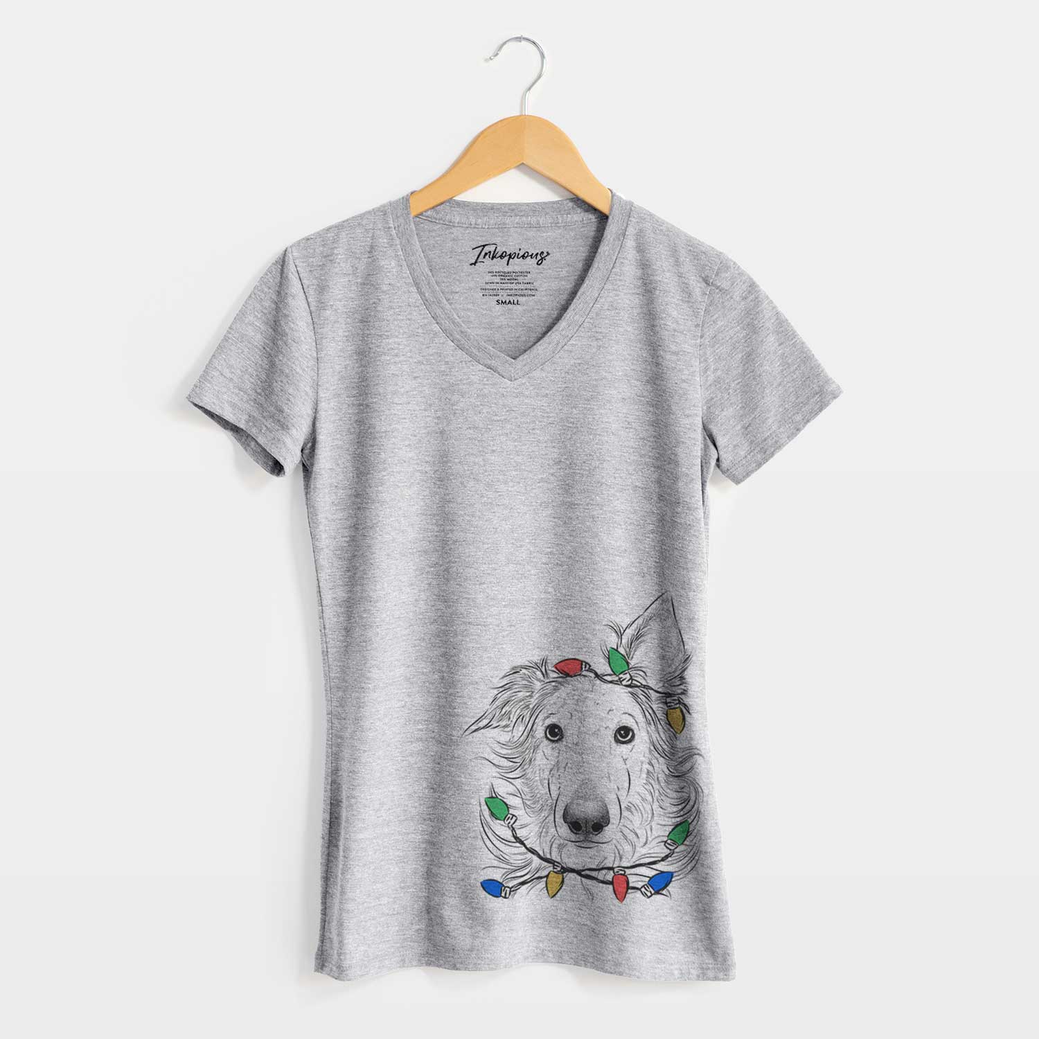 Christmas Lights Jasha the Borzoi - Women's V-neck Shirt