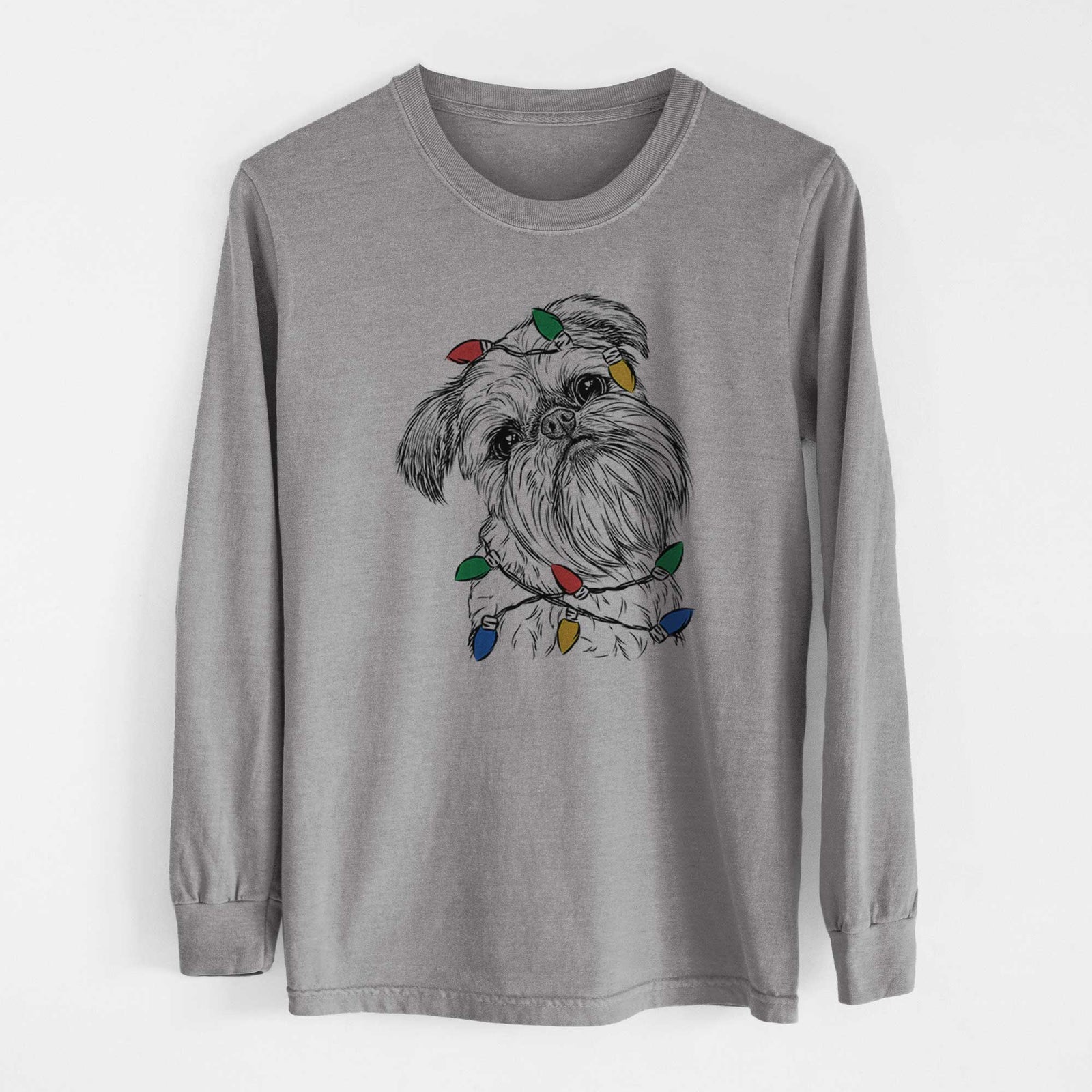 Christmas Lights Jasper Joe the Brussels Griffon - Heavyweight 100% Cotton Long Sleeve