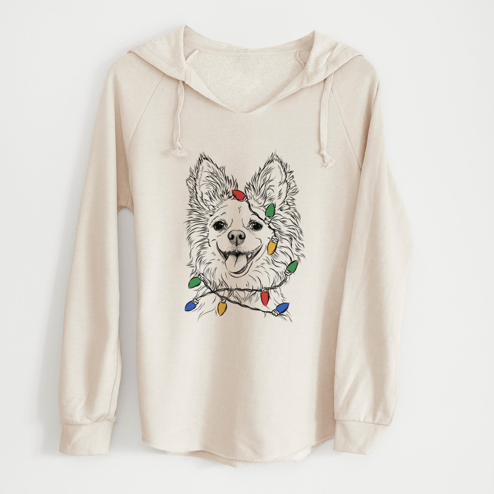 Christmas Lights Jasper the Pomchi - Cali Wave Hooded Sweatshirt