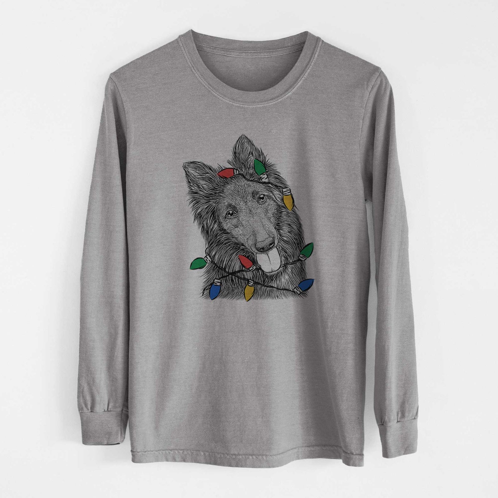 Christmas Lights Jaxx the Belgian Tervuren - Heavyweight 100% Cotton Long Sleeve