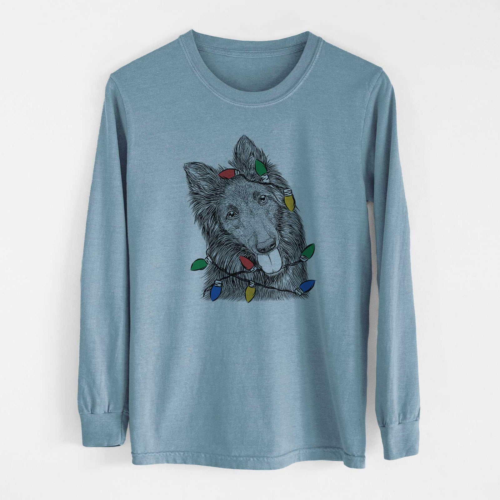 Christmas Lights Jaxx the Belgian Tervuren - Heavyweight 100% Cotton Long Sleeve