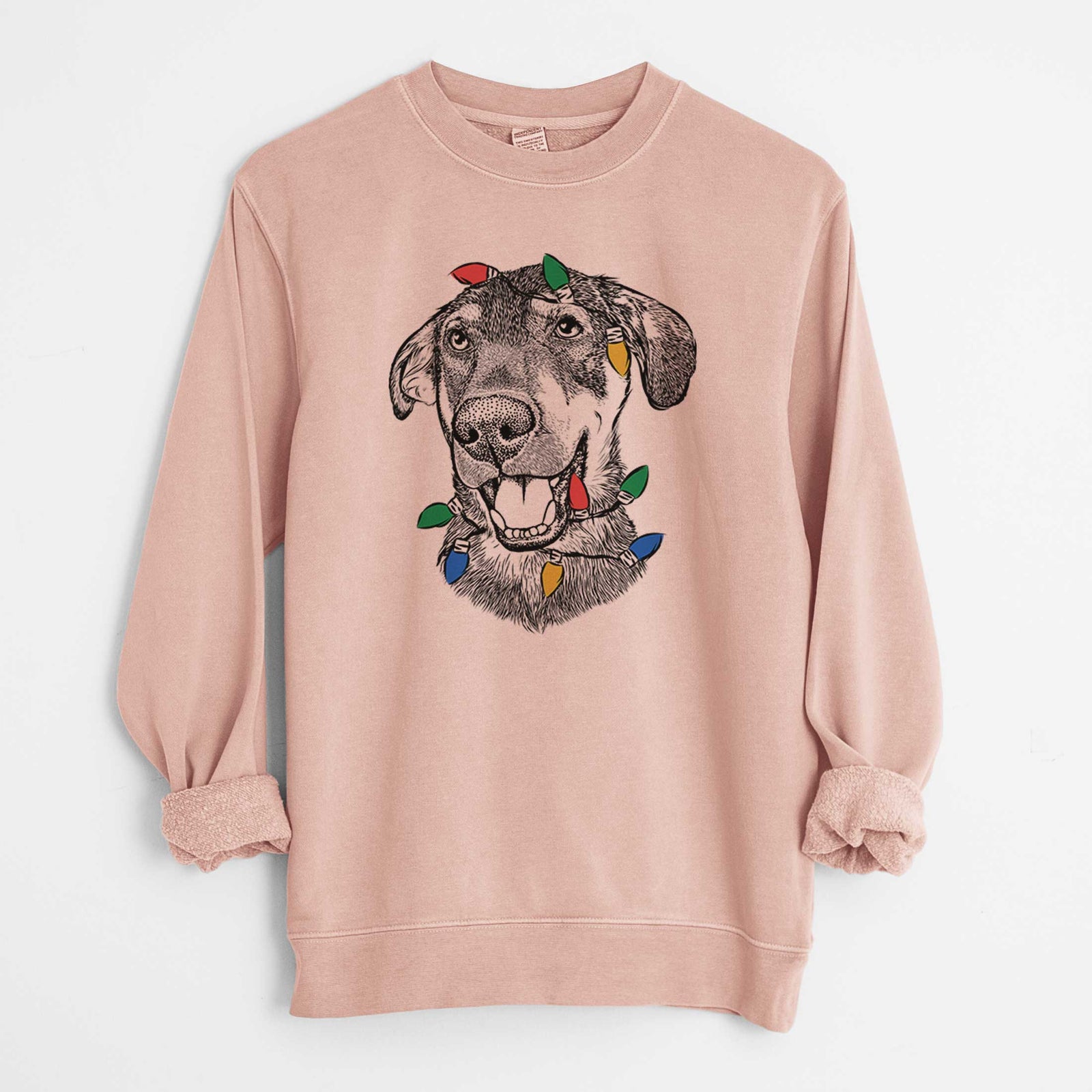 Christmas Lights Jet the Mixed Breed - Unisex Pigment Dyed Crew Sweatshirt