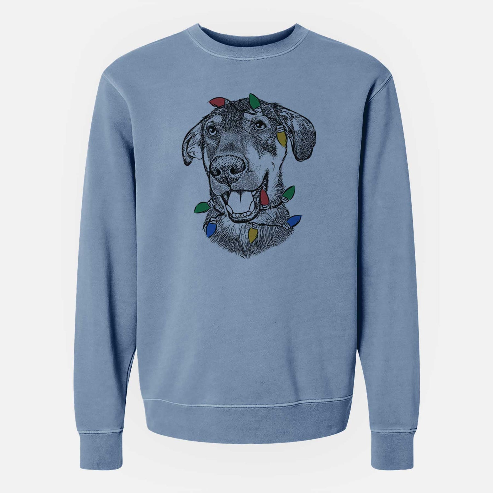 Christmas Lights Jet the Mixed Breed - Unisex Pigment Dyed Crew Sweatshirt