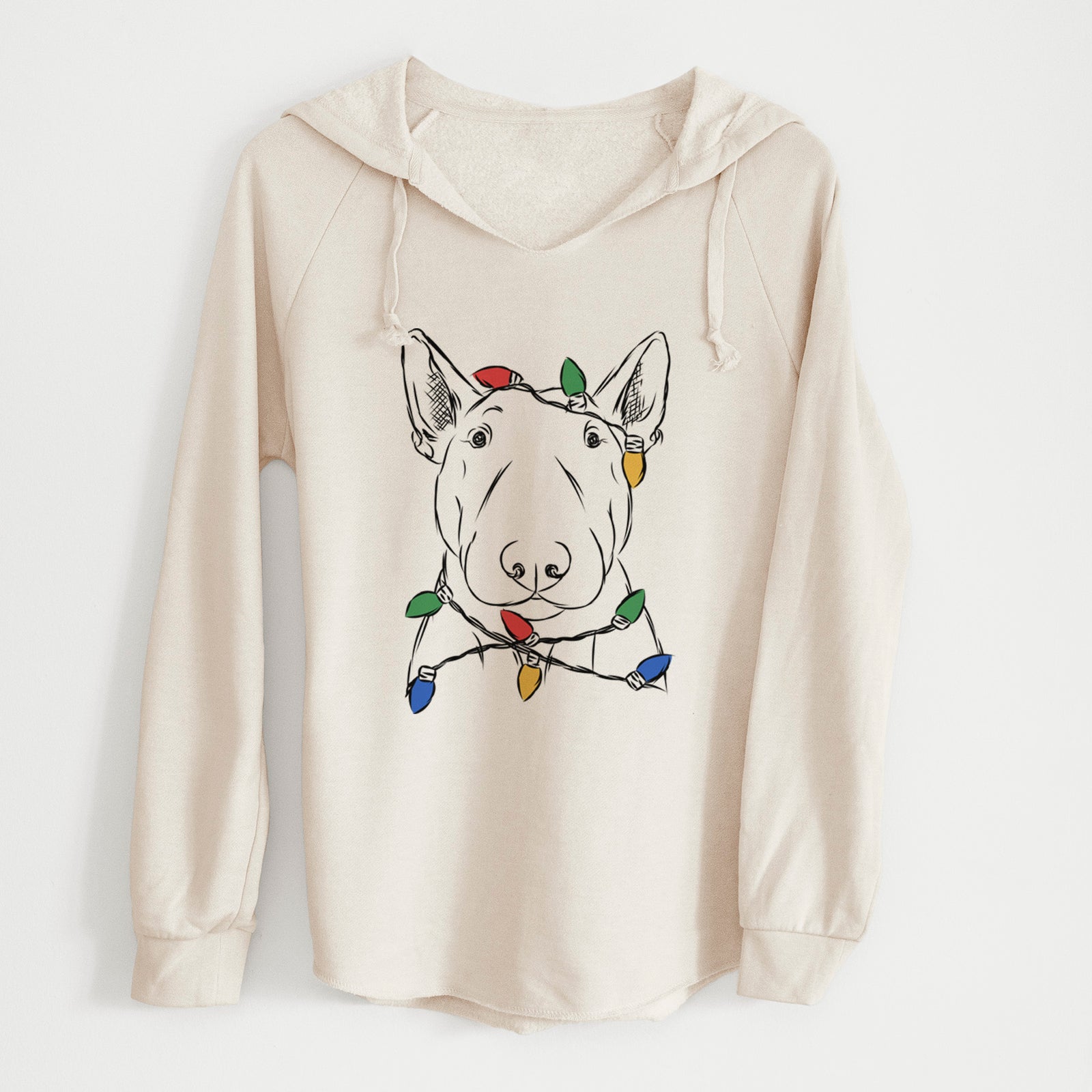 Christmas Lights Jett the Bull Terrier - Cali Wave Hooded Sweatshirt