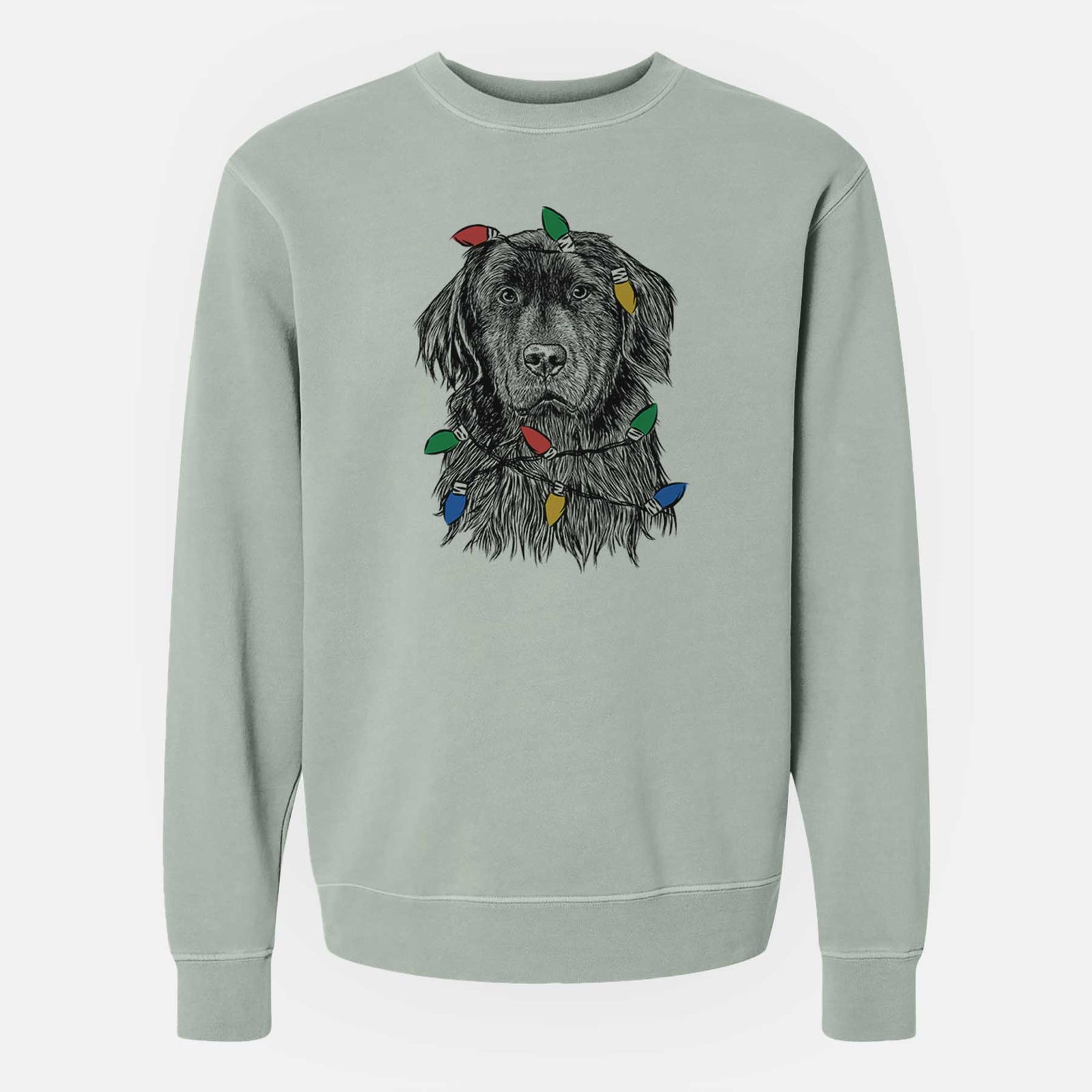 Christmas Lights Jinx the Newfoundland - Unisex Pigment Dyed Crew Sweatshirt