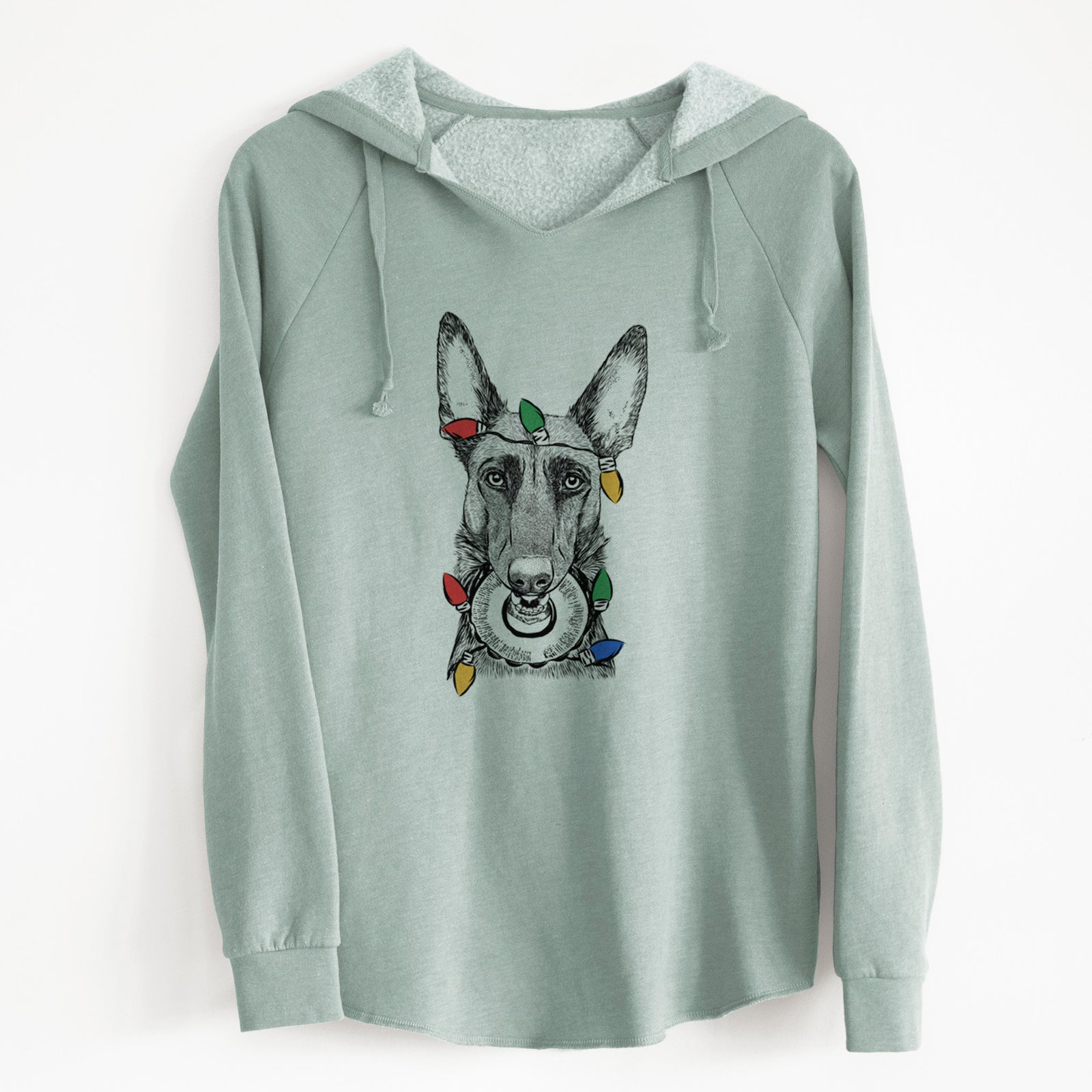 Christmas Lights Juno the Belgian Malinois - Cali Wave Hooded Sweatshirt