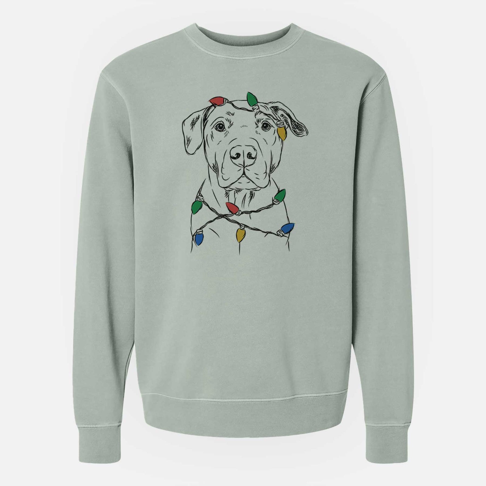 Christmas Lights Kadin the Pitbull - Unisex Pigment Dyed Crew Sweatshirt