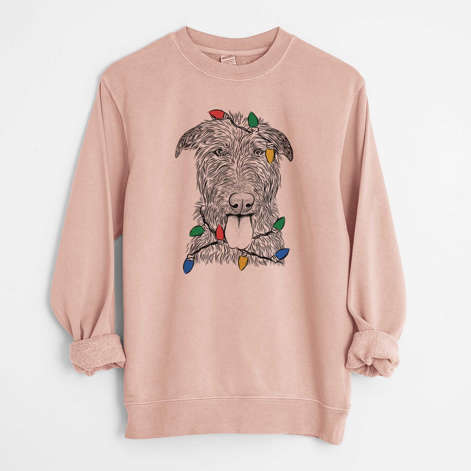 Christmas Lights Keeva the Irish Wolfhound - Unisex Pigment Dyed Crew Sweatshirt