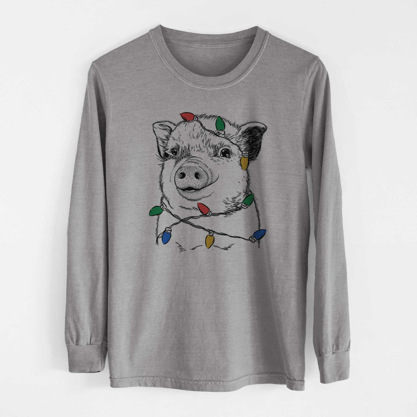 Christmas Lights Kevin the Spotted Pig - Heavyweight 100% Cotton Long Sleeve