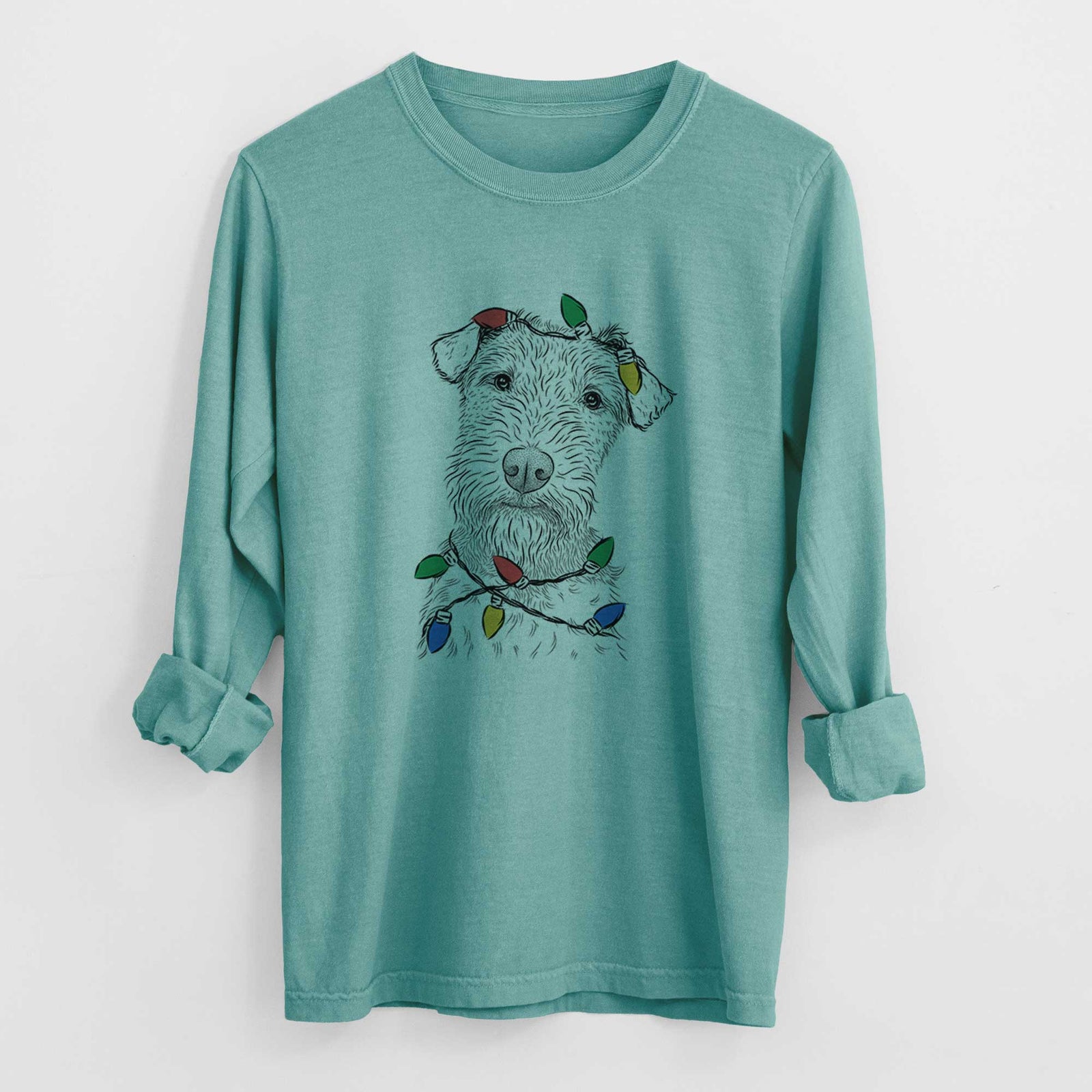 Christmas Lights Kiara the Welsh Terrier - Heavyweight 100% Cotton Long Sleeve