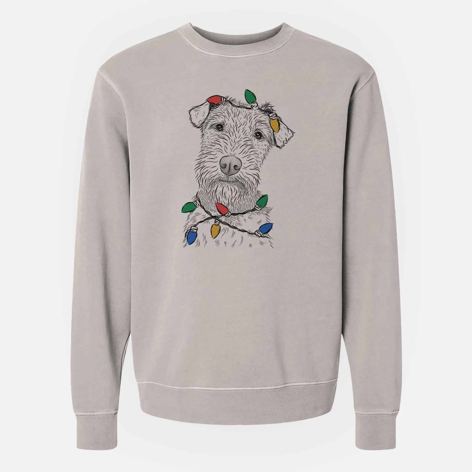 Christmas Lights Kiara the Welsh Terrier - Unisex Pigment Dyed Crew Sweatshirt