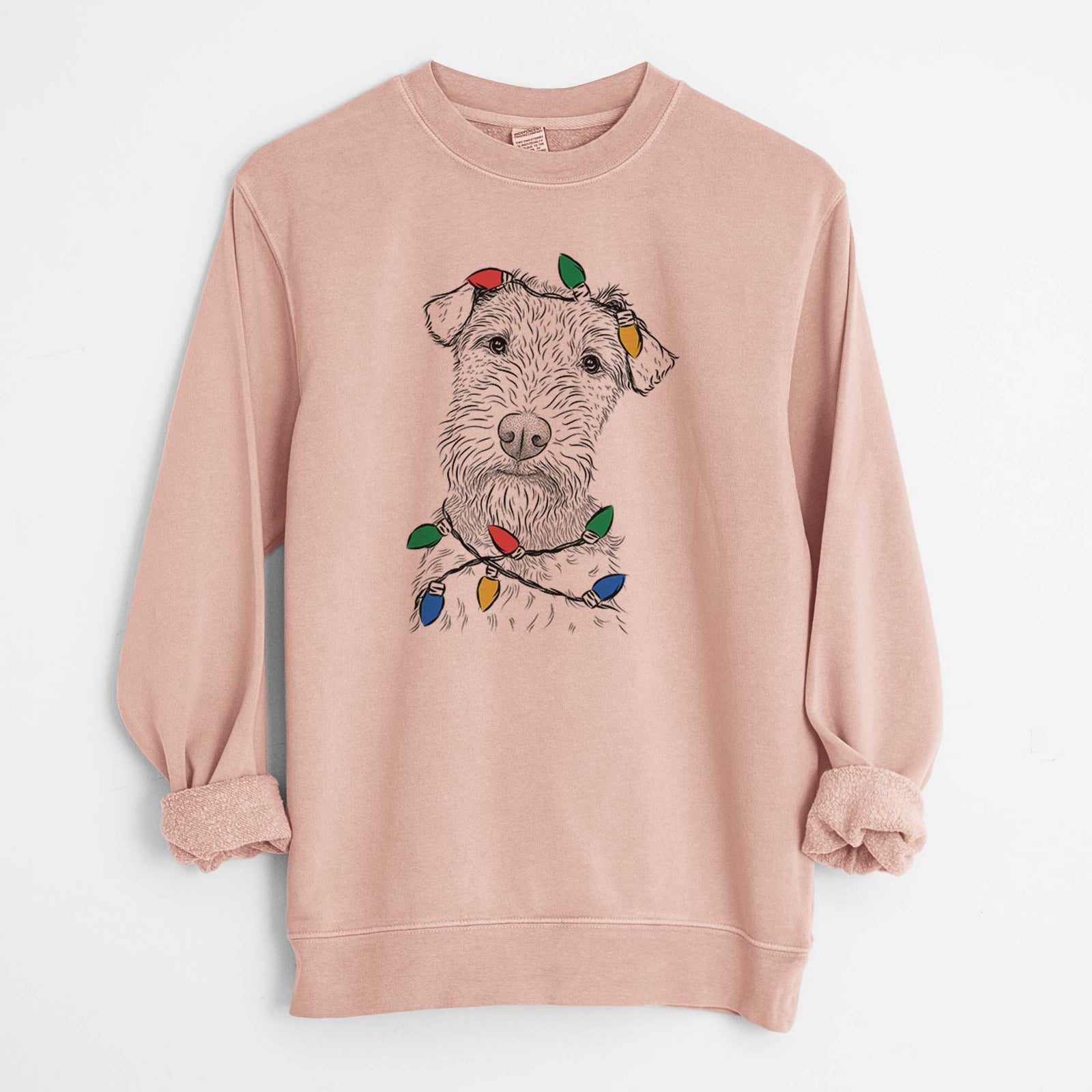 Christmas Lights Kiara the Welsh Terrier - Unisex Pigment Dyed Crew Sweatshirt