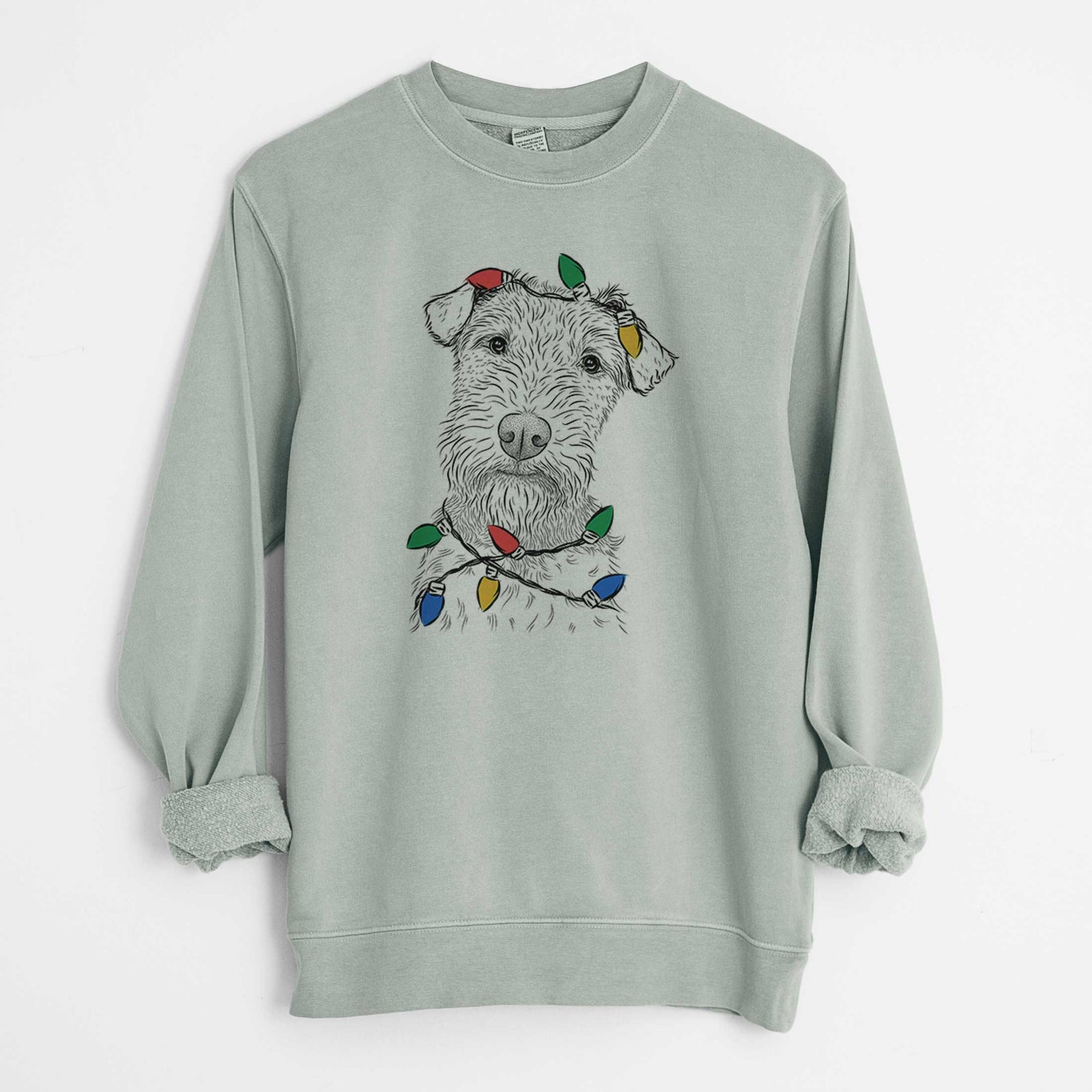 Christmas Lights Kiara the Welsh Terrier - Unisex Pigment Dyed Crew Sweatshirt