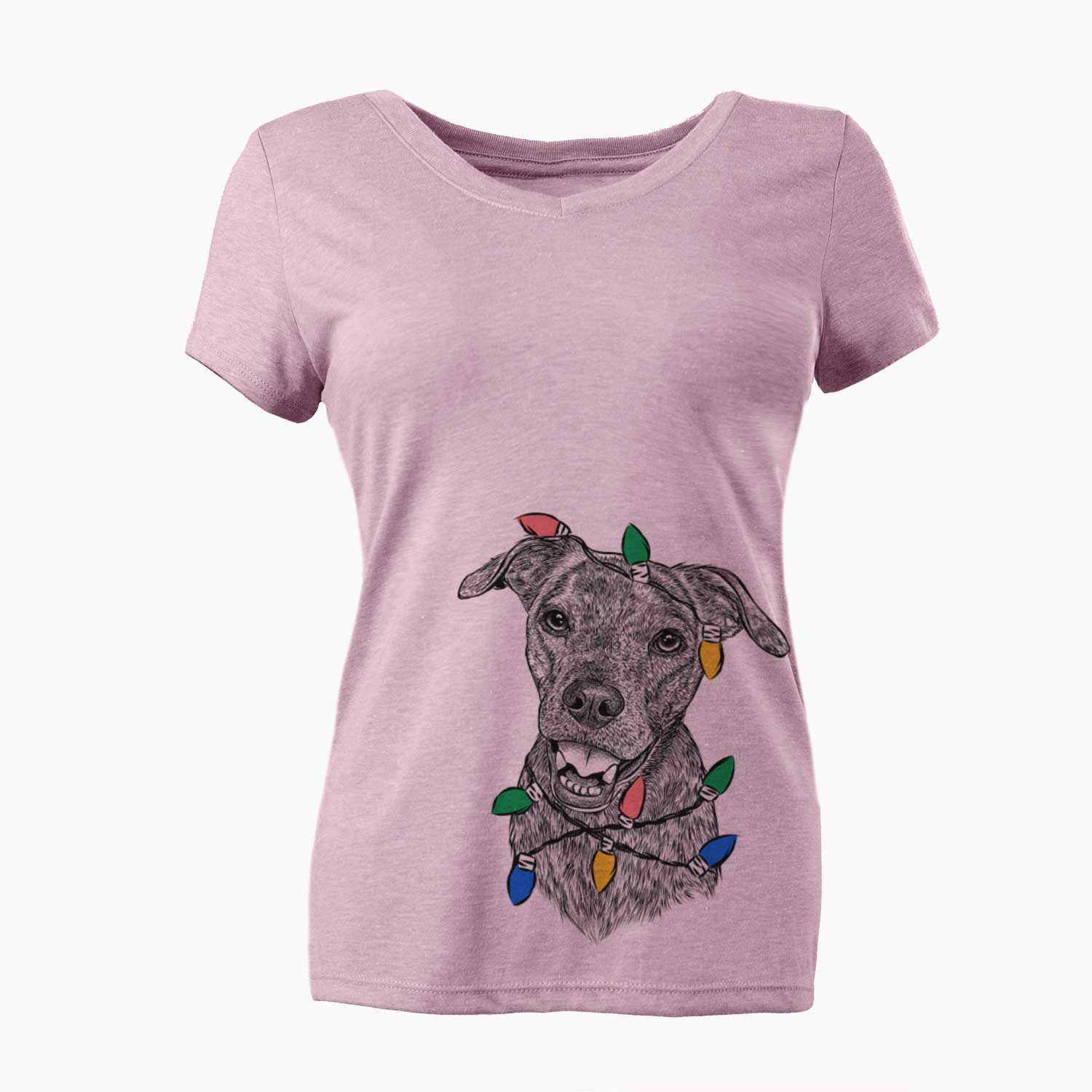 Christmas Lights Kirby the Mountain Cur Mix - Women's V-neck Shirt