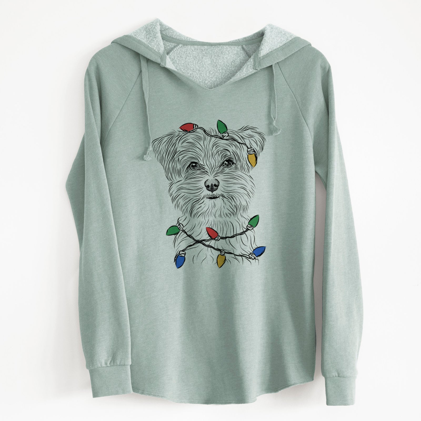 Christmas Lights Kiwi the Morkie - Cali Wave Hooded Sweatshirt