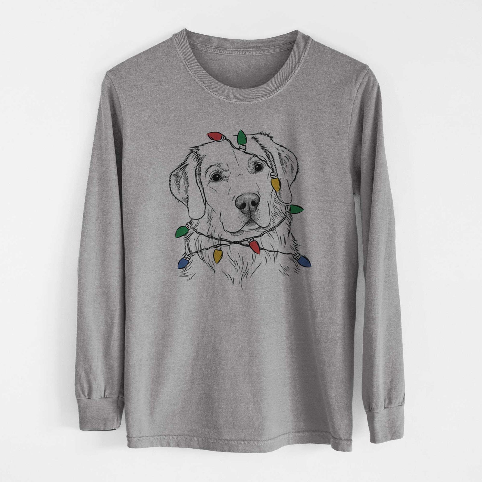 Christmas Lights Kula the Golden Retriever - Heavyweight 100% Cotton Long Sleeve