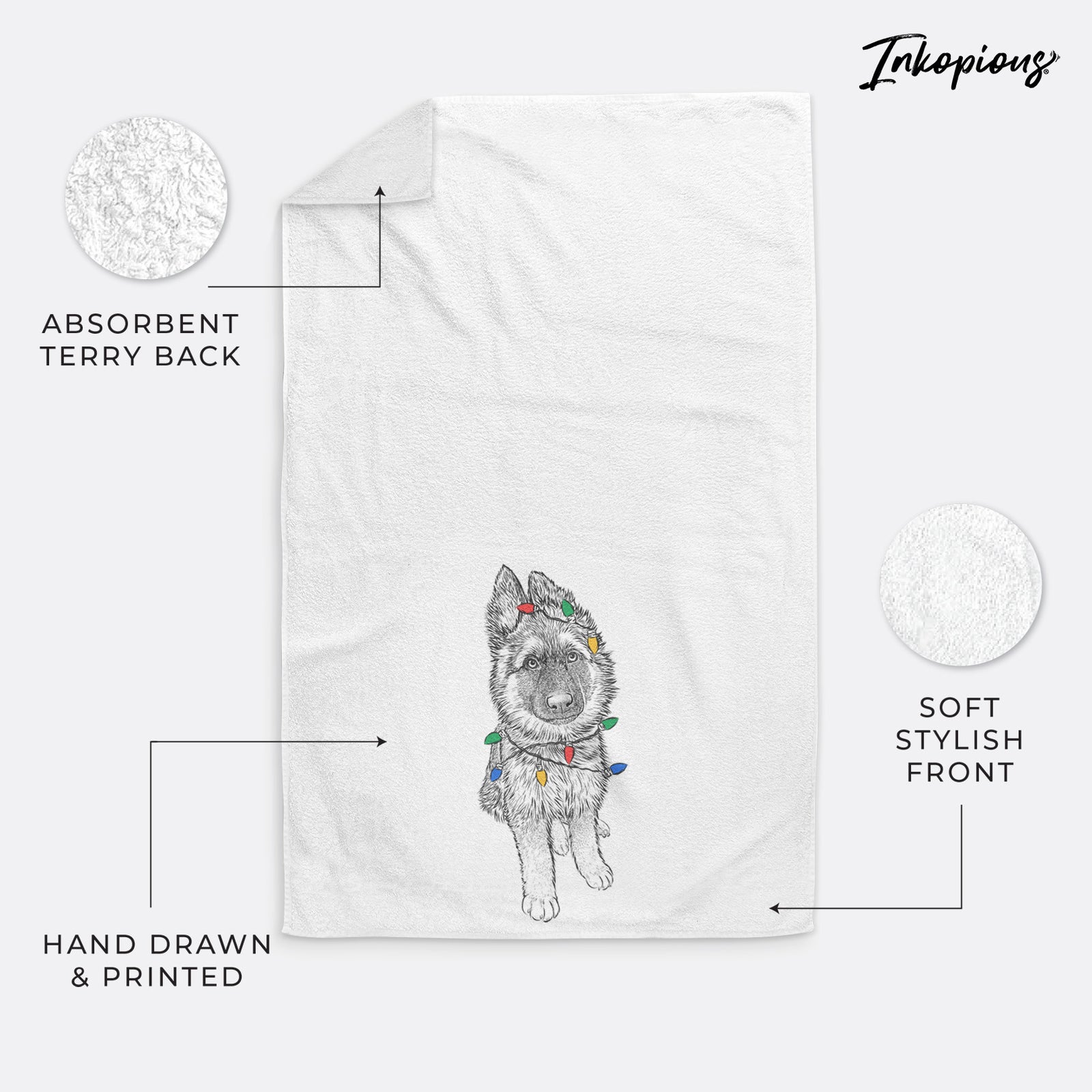 Kuyo the German Shepherd Decorative Hand Towel