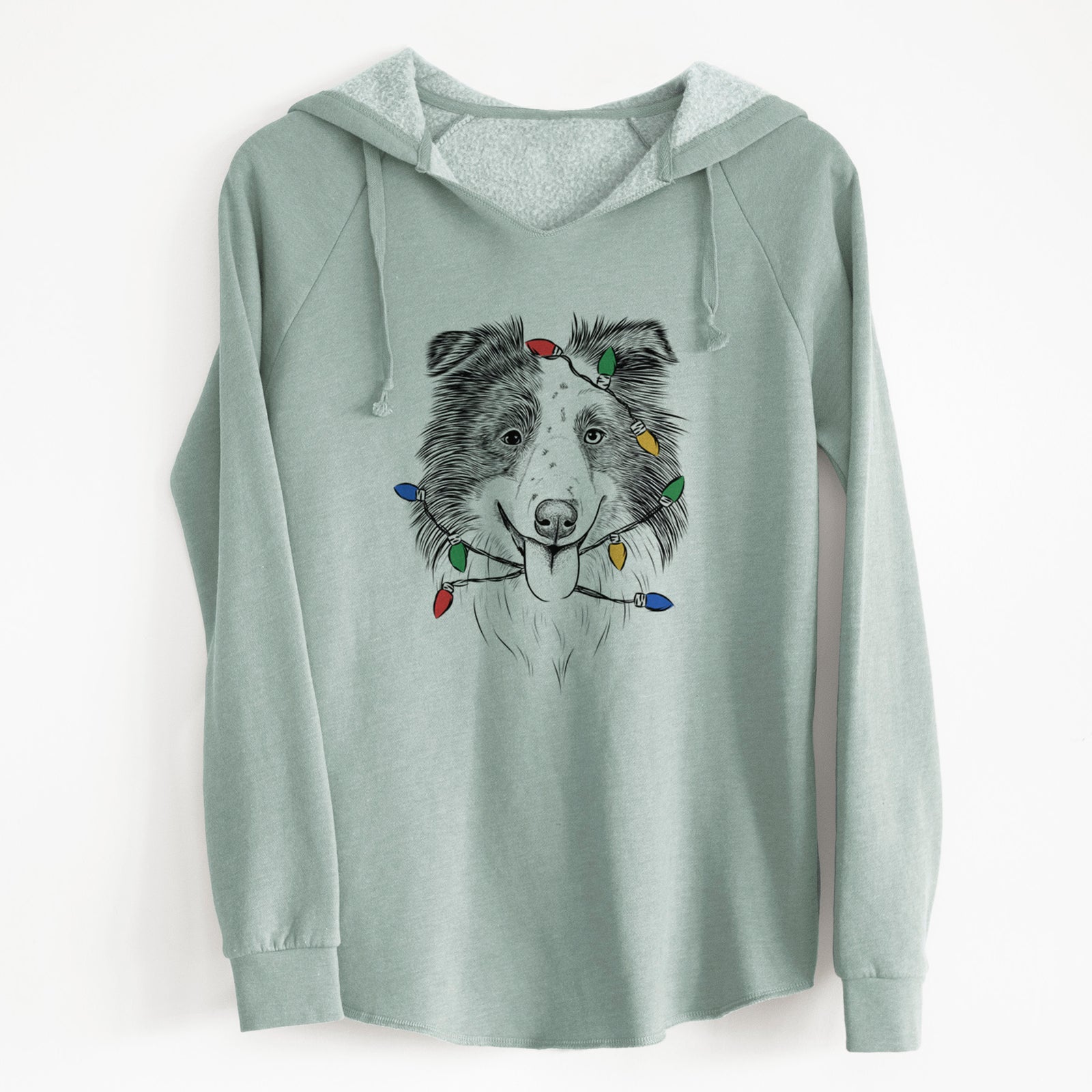 Christmas Lights Lady Bug the Border Collie - Cali Wave Hooded Sweatshirt