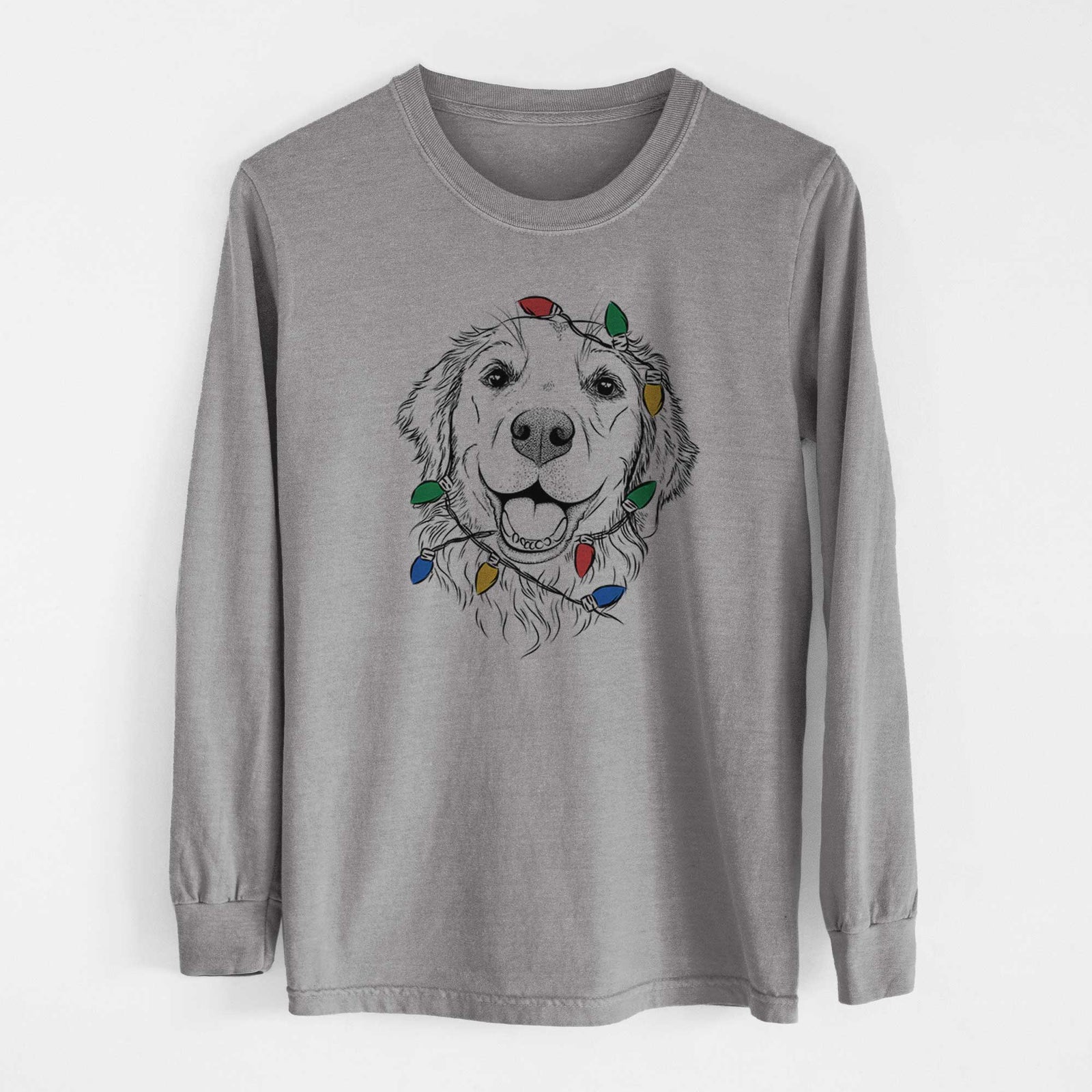 Christmas Lights Legend the Golden Retriever - Heavyweight 100% Cotton Long Sleeve