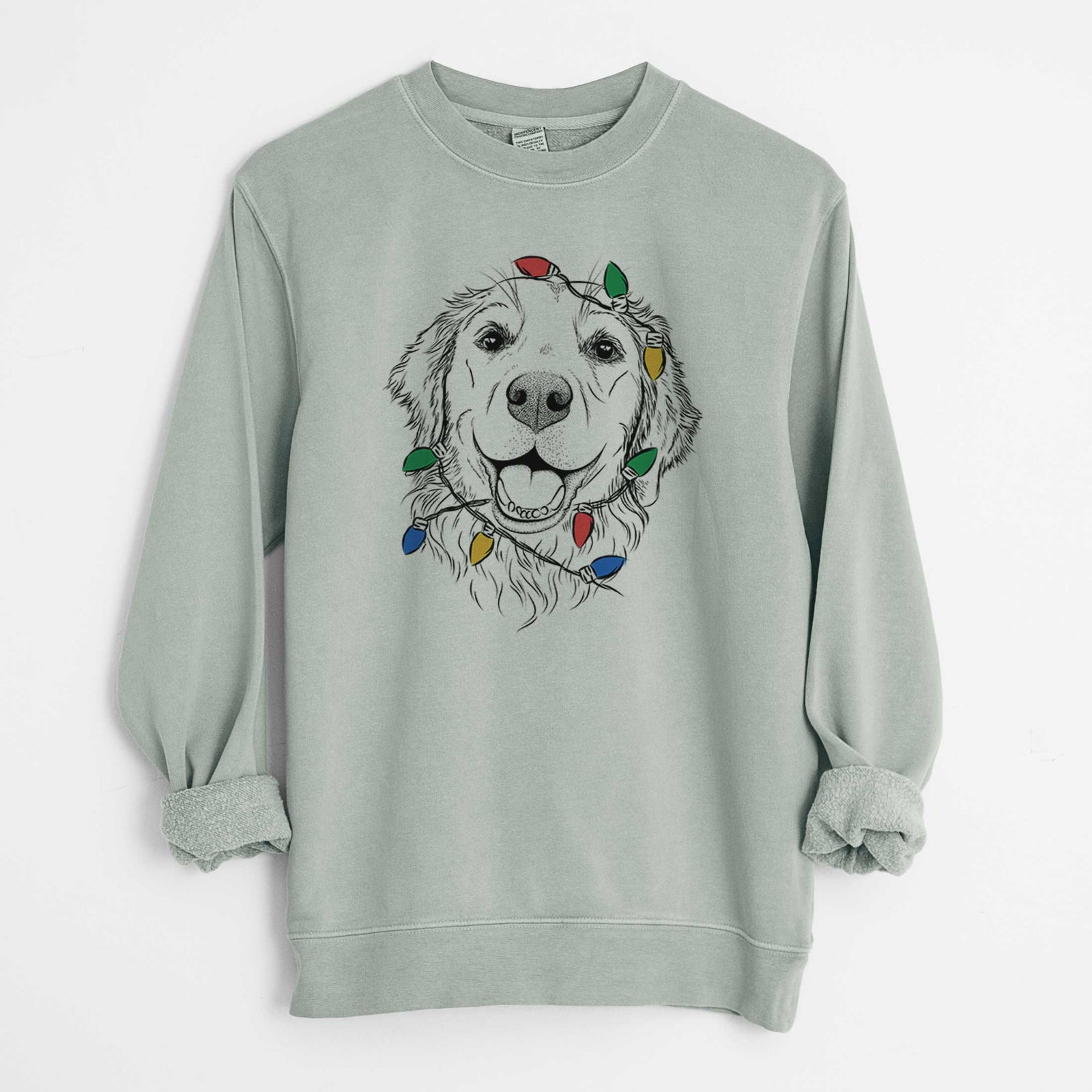 Christmas Lights Legend the Golden Retriever - Unisex Pigment Dyed Crew Sweatshirt