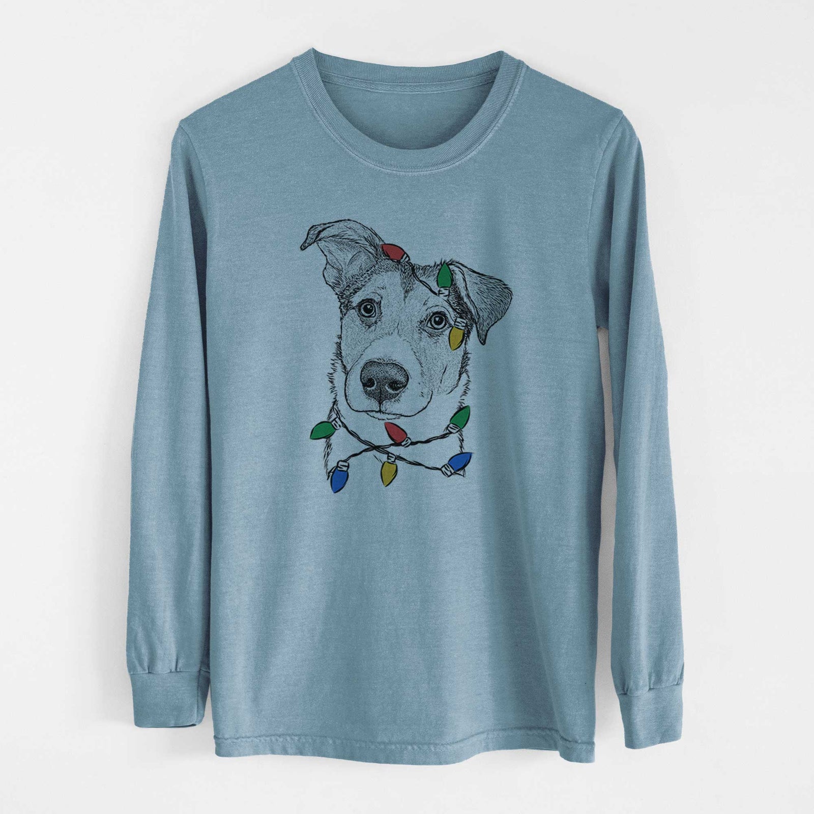 Christmas Lights Leia the Mixed Breed - Heavyweight 100% Cotton Long Sleeve