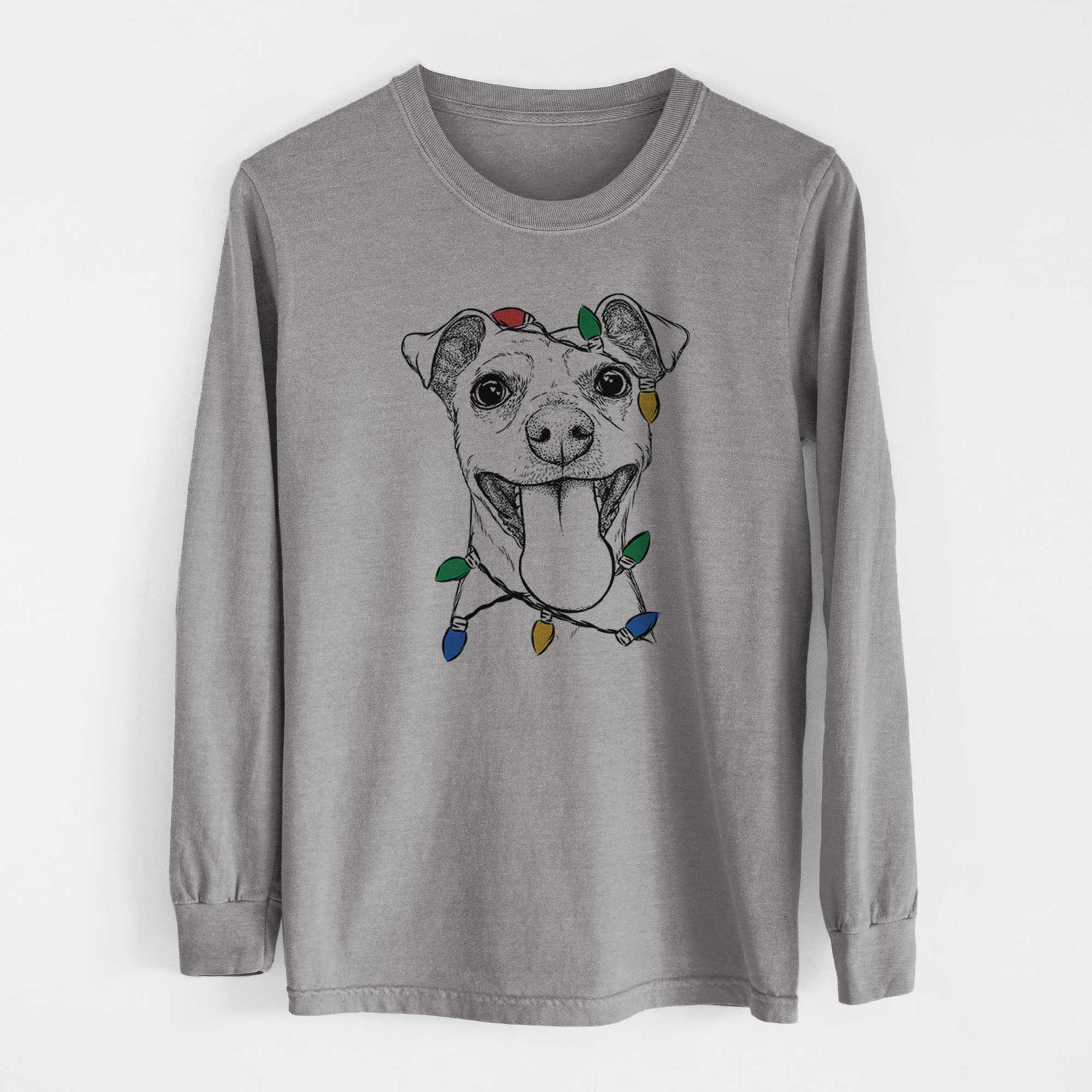Christmas Lights Lemmie the Mixed Breed - Heavyweight 100% Cotton Long Sleeve