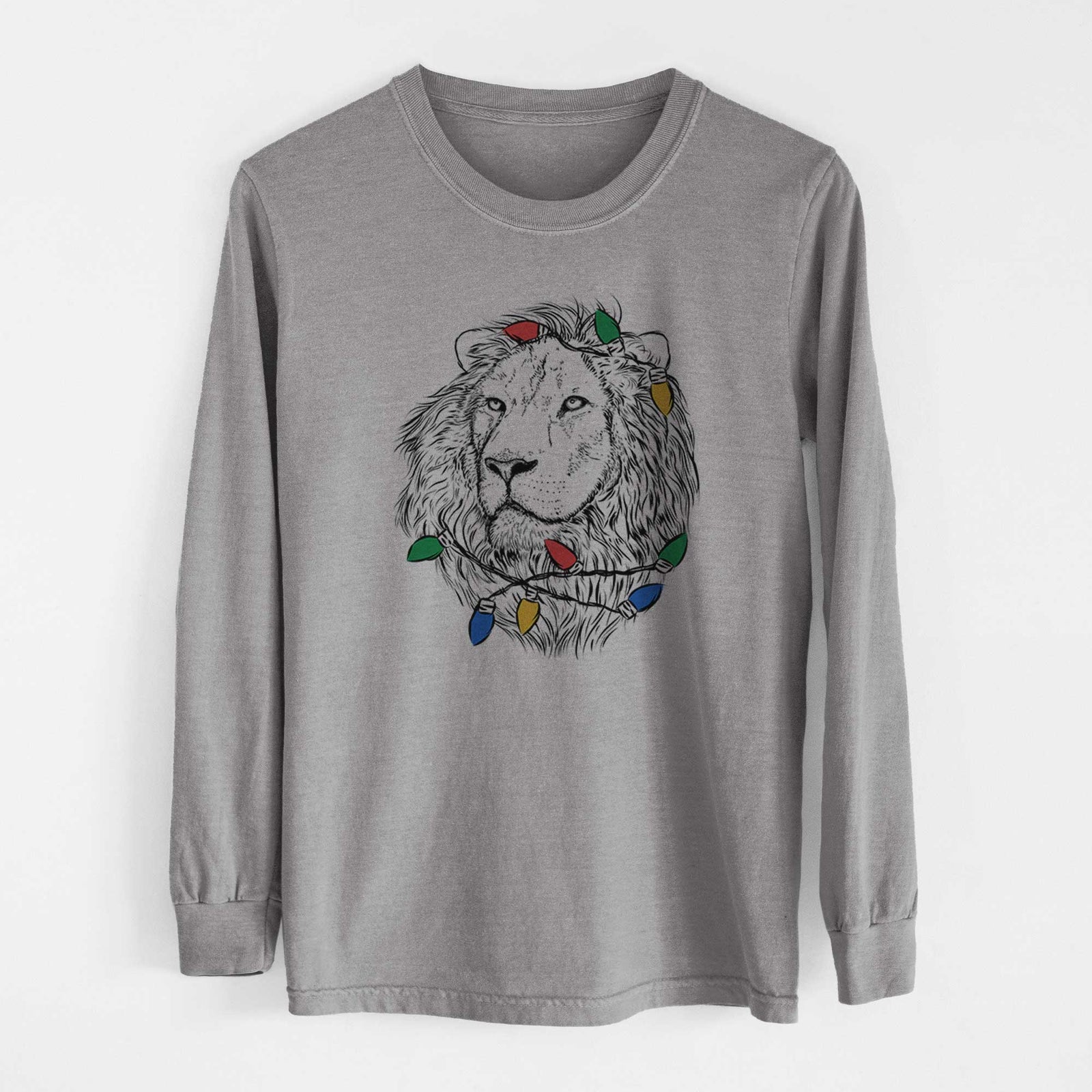 Christmas Lights Lenny the Lion - Heavyweight 100% Cotton Long Sleeve