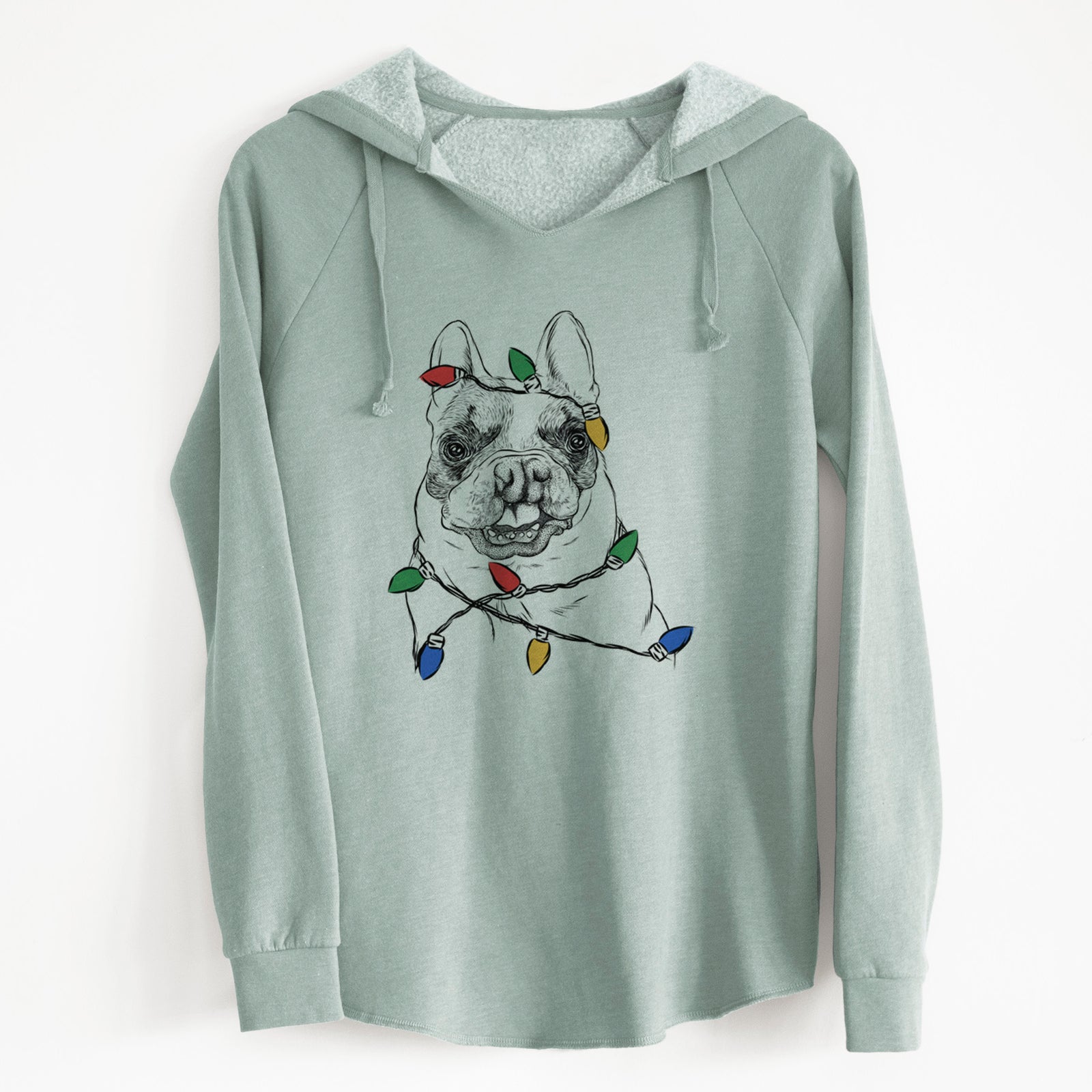 Christmas Lights Lentil the French Bulldog - Cali Wave Hooded Sweatshirt