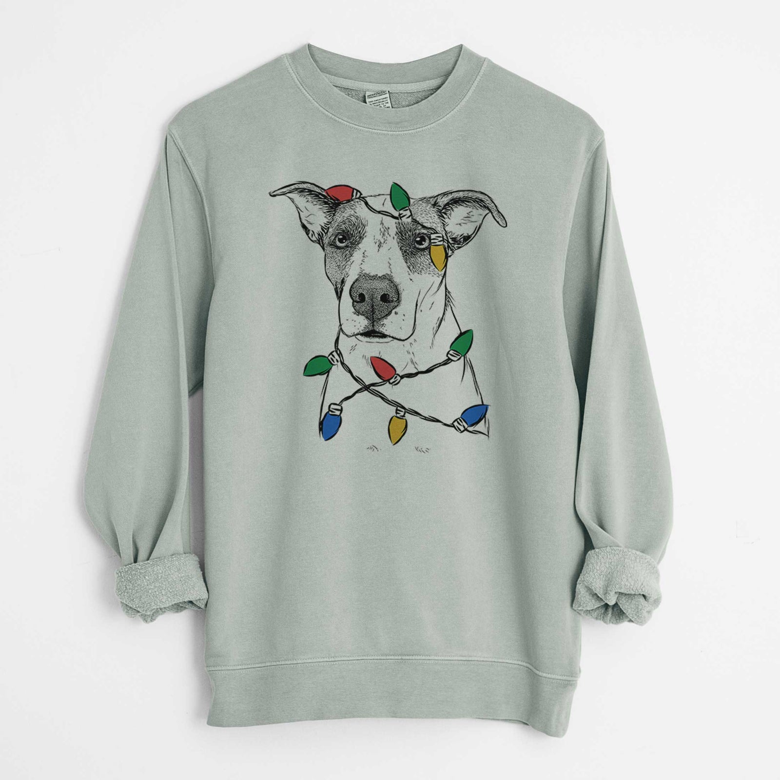 Christmas Lights Lily the Mixed Breed - Unisex Pigment Dyed Crew Sweatshirt