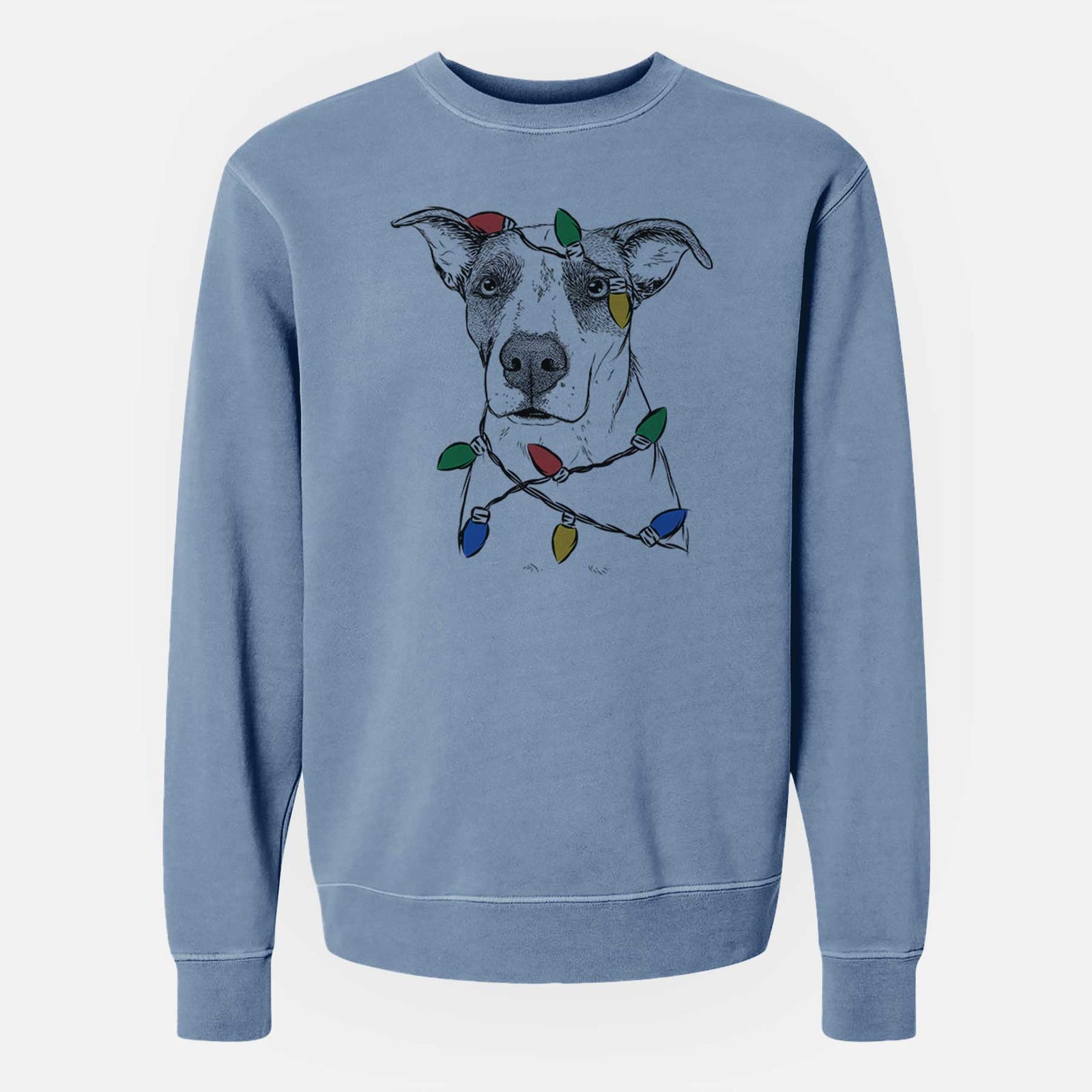 Christmas Lights Lily the Mixed Breed - Unisex Pigment Dyed Crew Sweatshirt