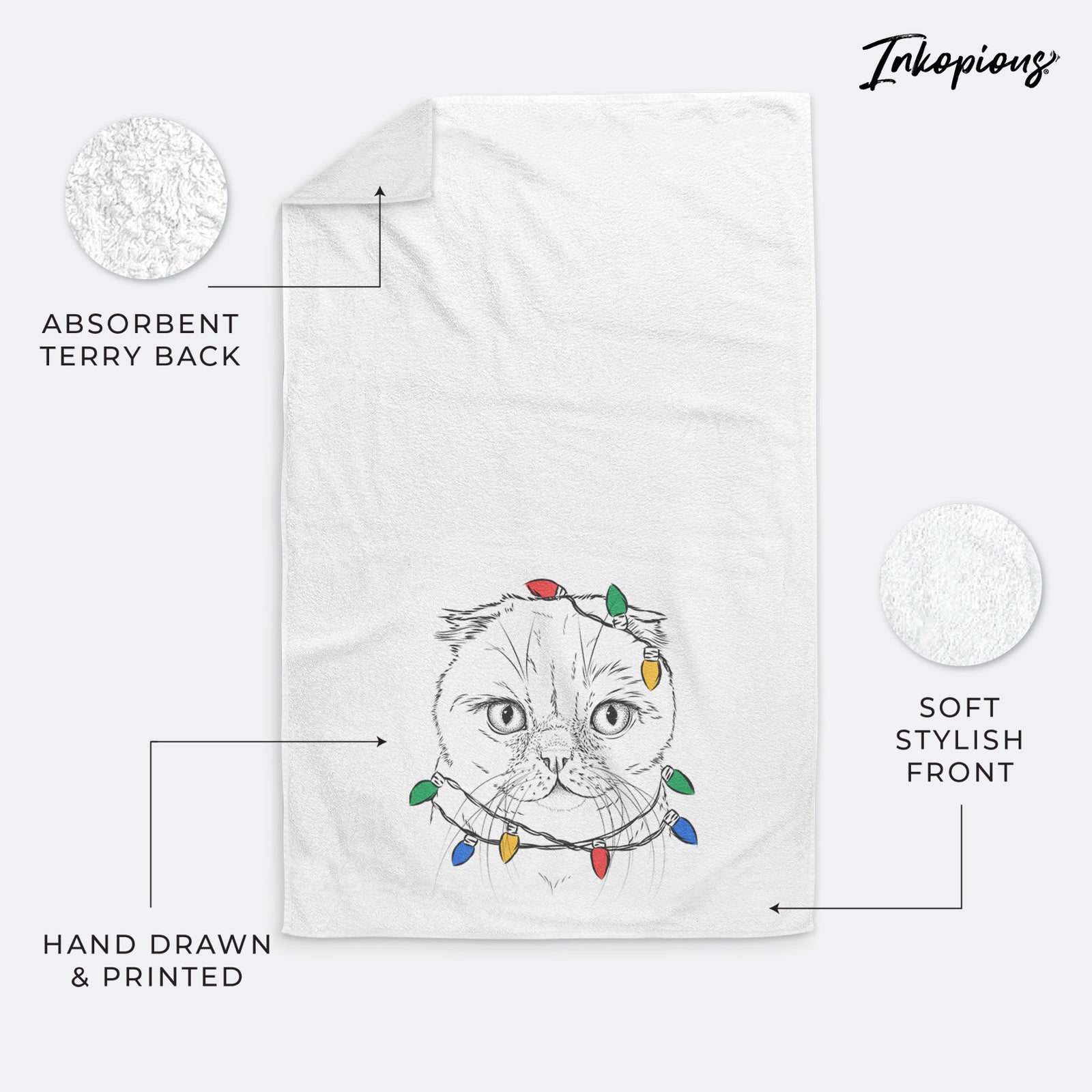 Lina the Exotic Fold Cat Decorative Hand Towel