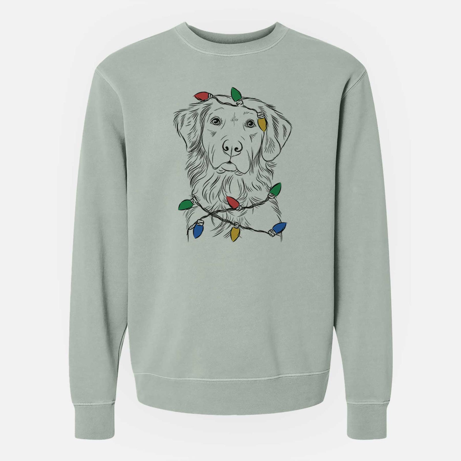 Christmas Lights Linden the Golden Retriever - Unisex Pigment Dyed Crew Sweatshirt
