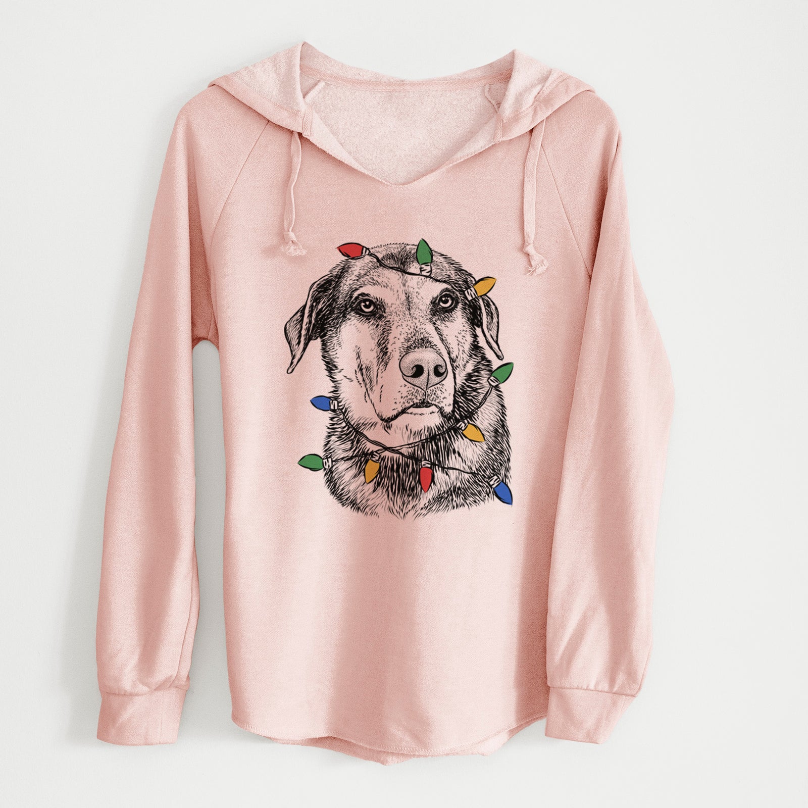 Christmas Lights Lobo the Shepherd Mix - Cali Wave Hooded Sweatshirt