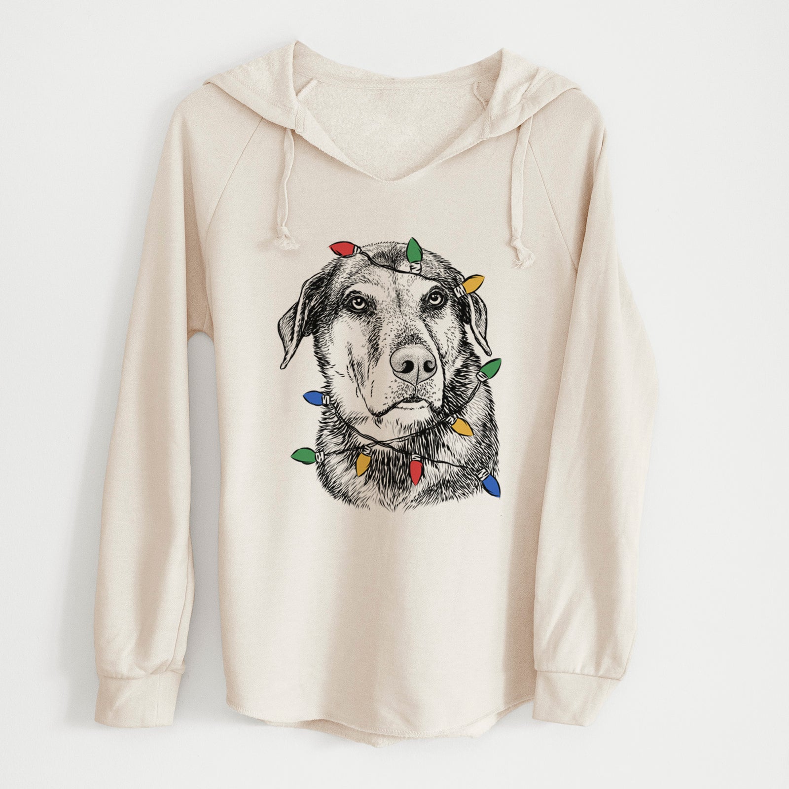 Christmas Lights Lobo the Shepherd Mix - Cali Wave Hooded Sweatshirt