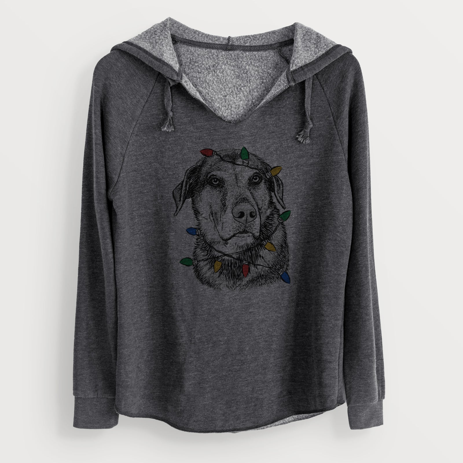 Christmas Lights Lobo the Shepherd Mix - Cali Wave Hooded Sweatshirt