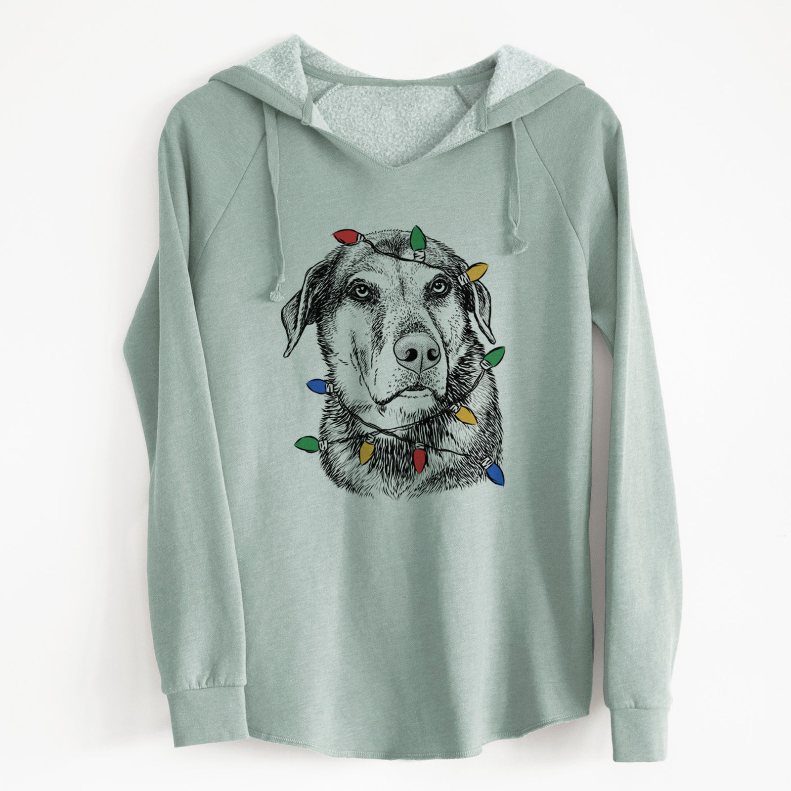 Christmas Lights Lobo the Shepherd Mix - Cali Wave Hooded Sweatshirt