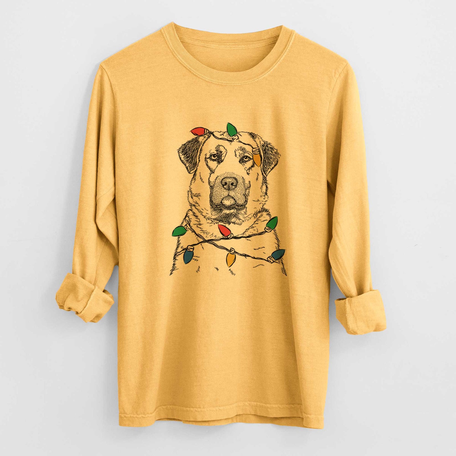 Christmas Lights Loca the Anatolian Shepherd - Heavyweight 100% Cotton Long Sleeve