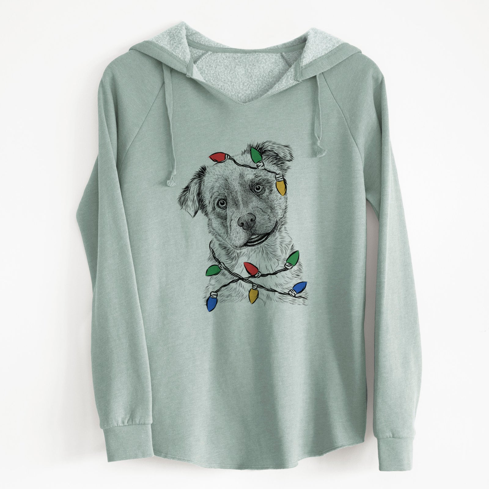 Christmas Lights Loki Bear the Australian Cattle Dog Mix - Cali Wave Hooded Sweatshirt