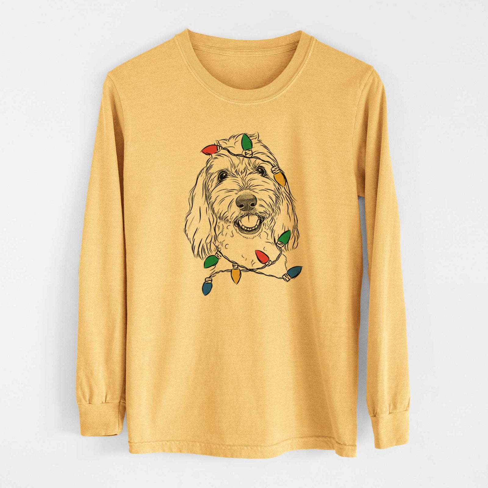 Christmas Lights Louie the Coton de Tulear - Heavyweight 100% Cotton Long Sleeve