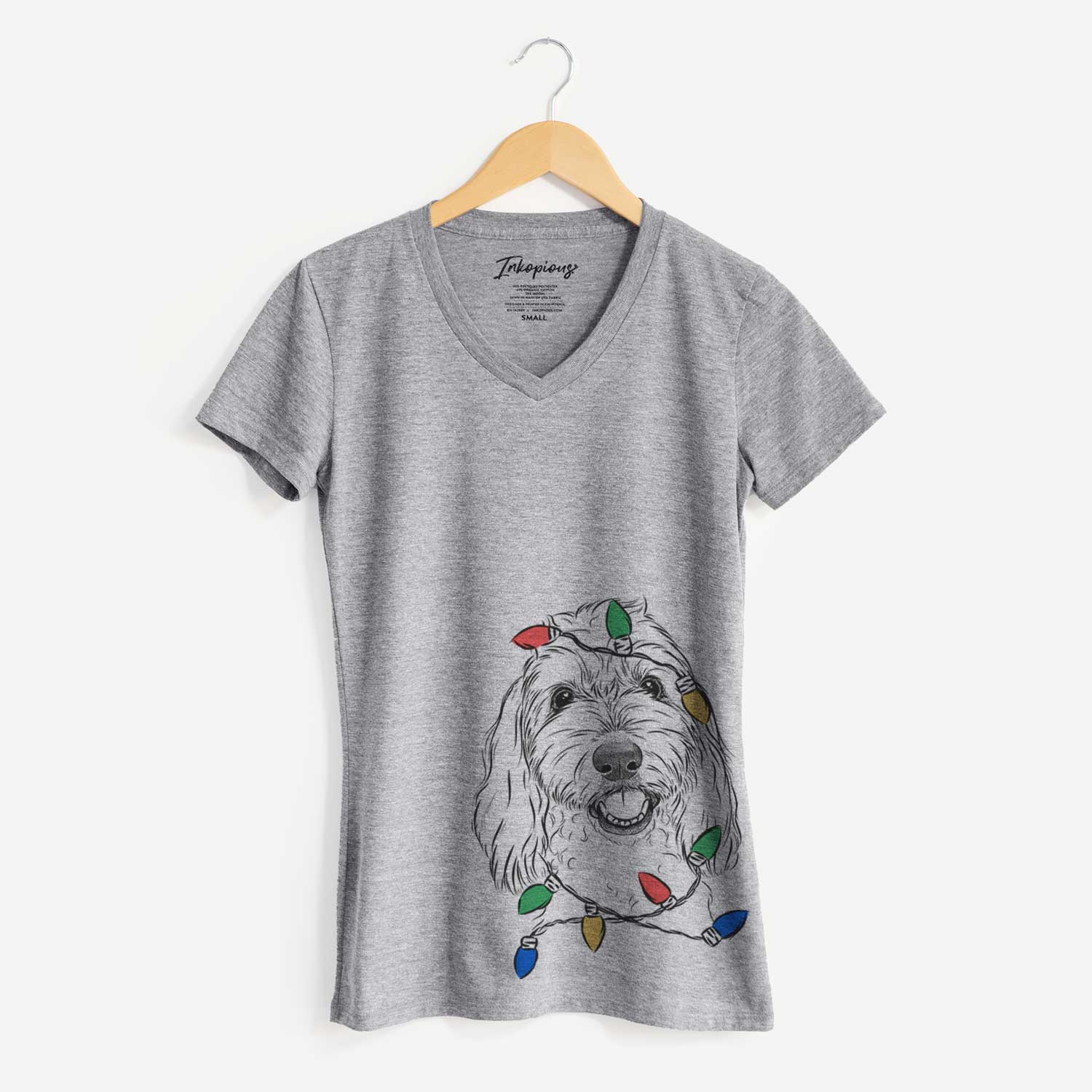 Christmas Lights Louie the Coton de Tulear - Women's V-neck Shirt