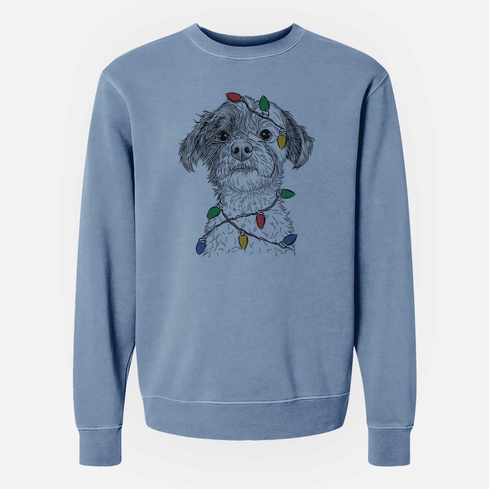 Christmas Lights Louise the Havanese - Unisex Pigment Dyed Crew Sweatshirt